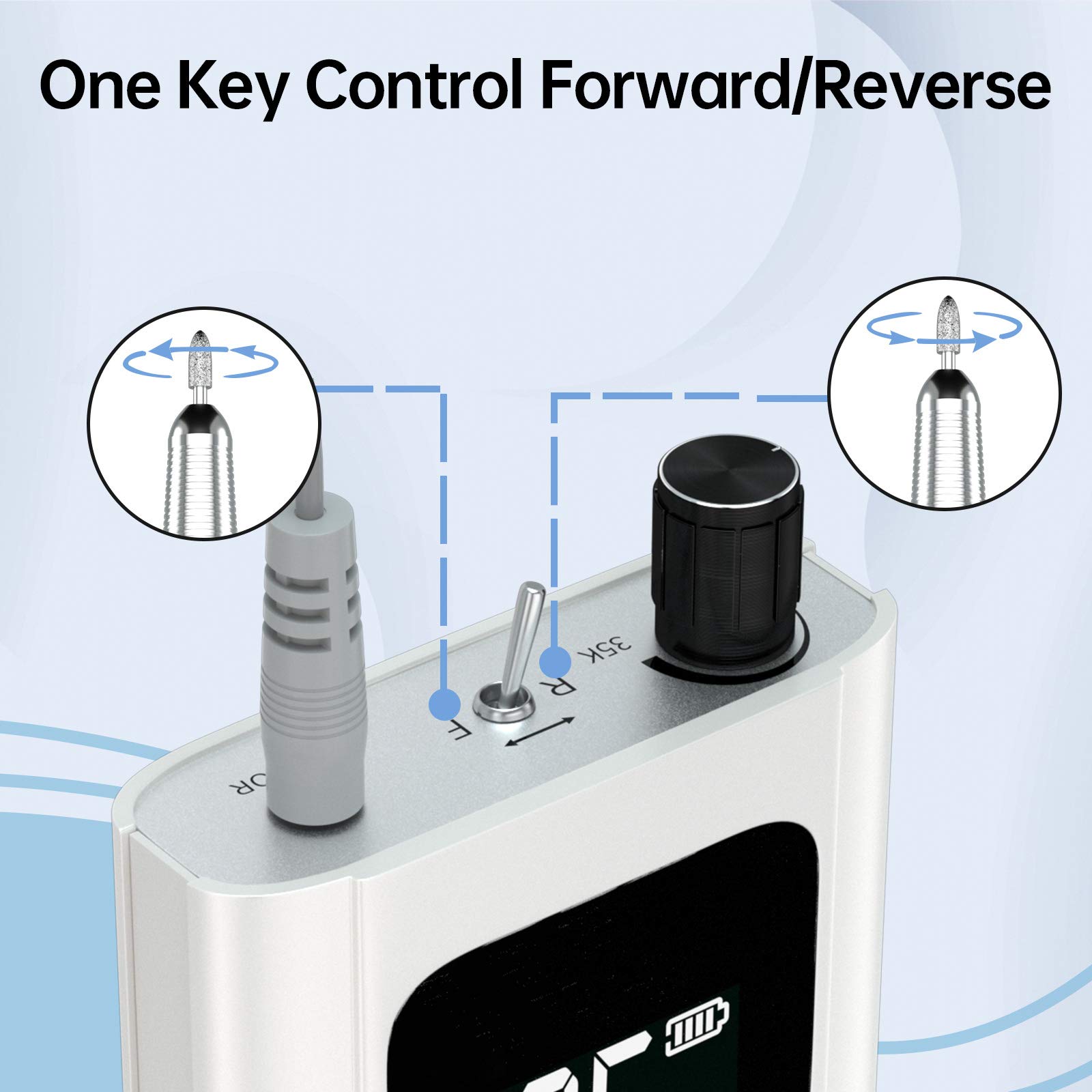 Delanie Professional Portable Electric Nail Drill Machine - 35000 RPM Rechargeable Cordless Nail Filer for Acrylic, Gel & Dip Powder Nails | Salon & Home Manicure Tool | Perfect for DIY Nail Art & Professional Use (White)