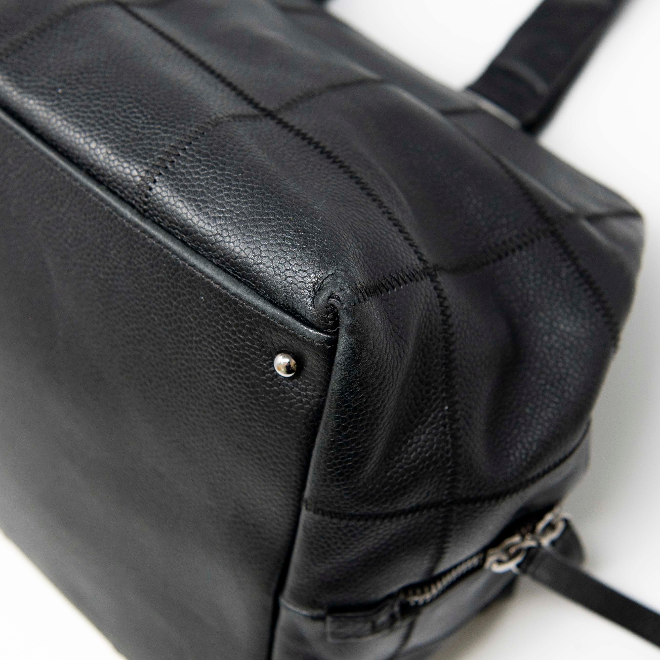 Chanel Black Choco Bar Stitched Leather Tote Bag for Women - Luxury Designer Handbag for Work, Travel & Everyday Use