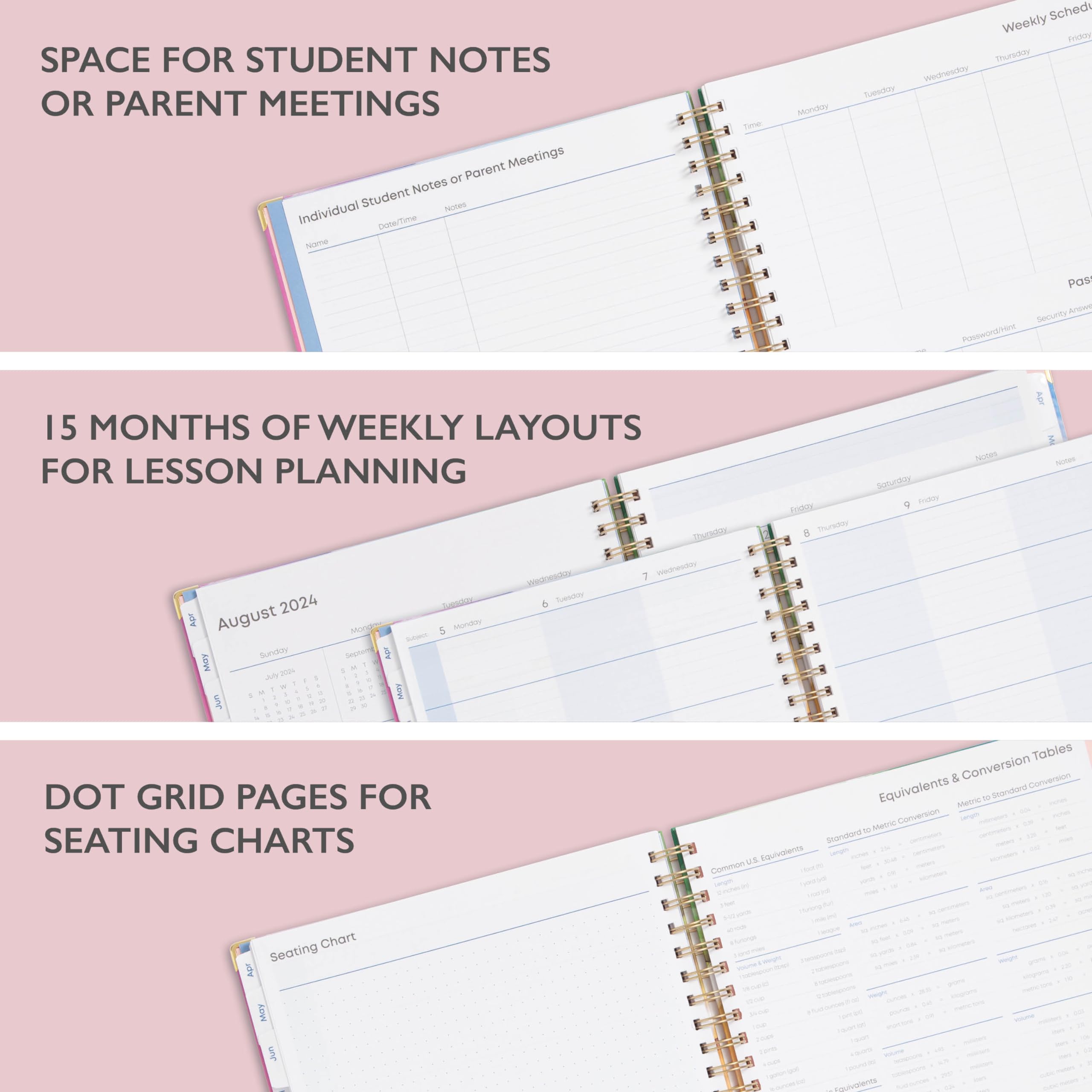 Blue Sky 2024-2025 Teacher Planner - Weekly & Monthly Lesson Organizer, 8.5 x 11 Inch Hardcover Wirebound Calendar, Rainbow Paint Design - Perfect for Classroom Planning, Homeschooling & Teacher Gifts (150649)