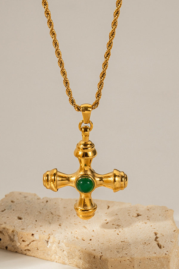 Stainless Steel Tiger Eye Cross Pendant Necklace for Men & Women - Spiritual Protection Jewelry Gift for Christmas, Birthday, Baptism - Elegant Unisex Gothic Necklace for Everyday Wear