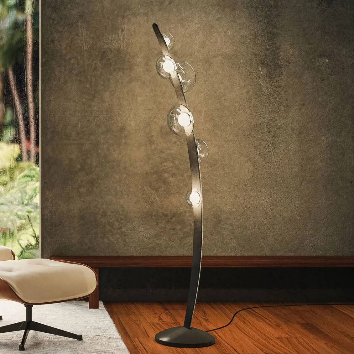 Modern Bubble Glass Floor Lamp - Elegant LED Standing Light for Living Room, Bedroom & Office - Stylish Home Decor with Ambient Lighting for Relaxation & Reading