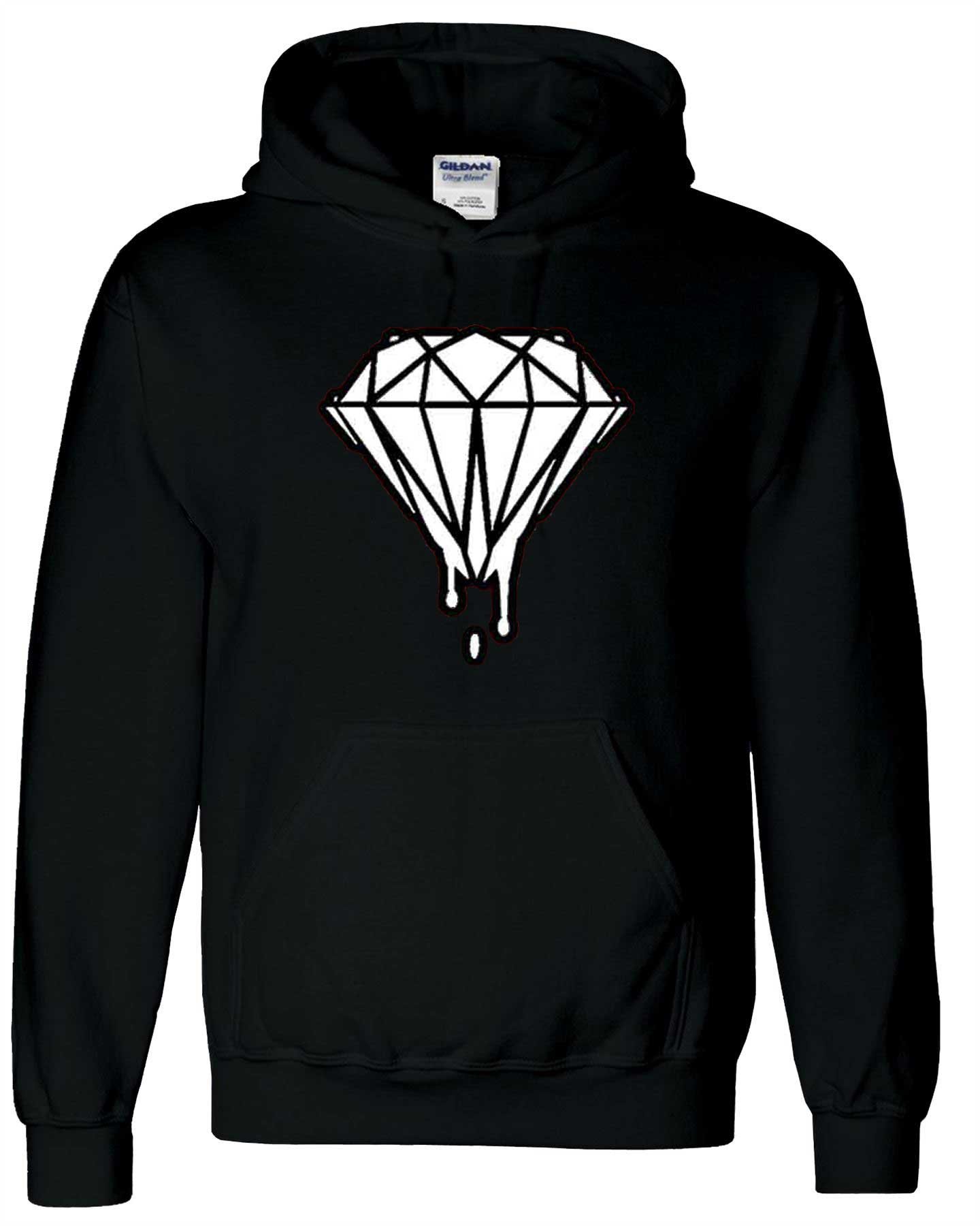 Freshtees® Black & White Melting Diamond Graphic Hoodie - Trendy Unisex Pullover for Streetwear, Casual Outfits & Winter Fashion
