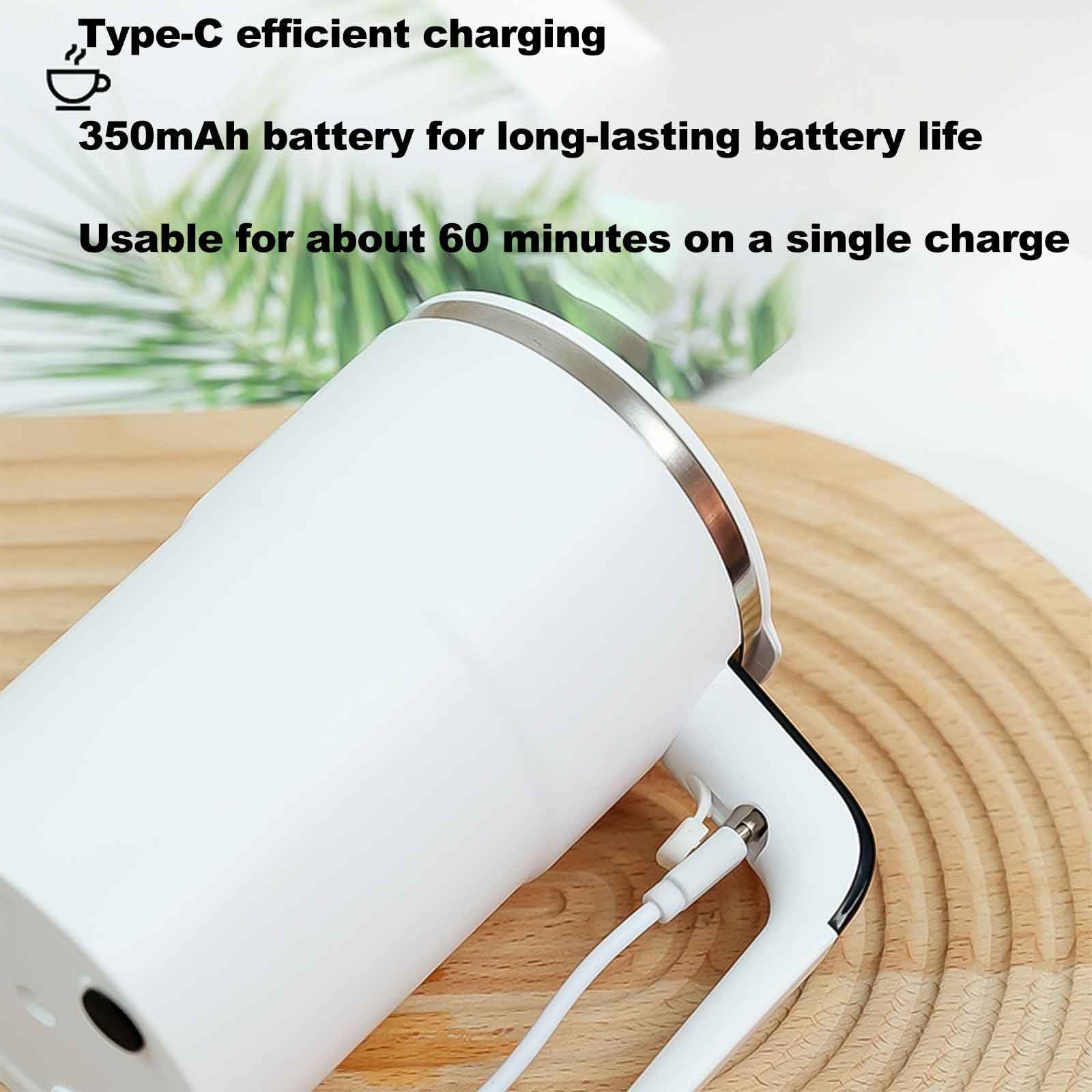 2025 New Electric Magnetic Self Stirring Coffee Mug with Lid & Digital Display - Rechargeable Automatic Stirring Mug for Coffee, Tea, Hot Chocolate - Perfect for Office, Home, Travel & Gifts (White)