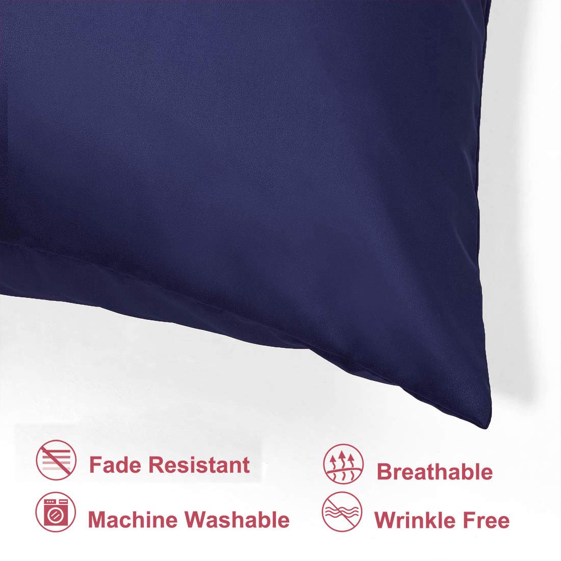 Luxury Satin Pillowcase Set of 2 with Zipper - Super Soft Silky Pillow Covers 14x20 Inches Navy Blue - Perfect for Travel, Home & Gift Giving