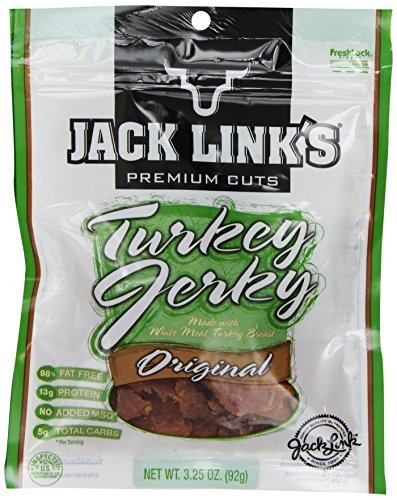 Jack Link's Original Turkey Jerky - 4 Pack of 3.25oz Bags | High Protein, Low Fat Snack | Perfect for Hiking, Camping & On-the-Go Nutrition