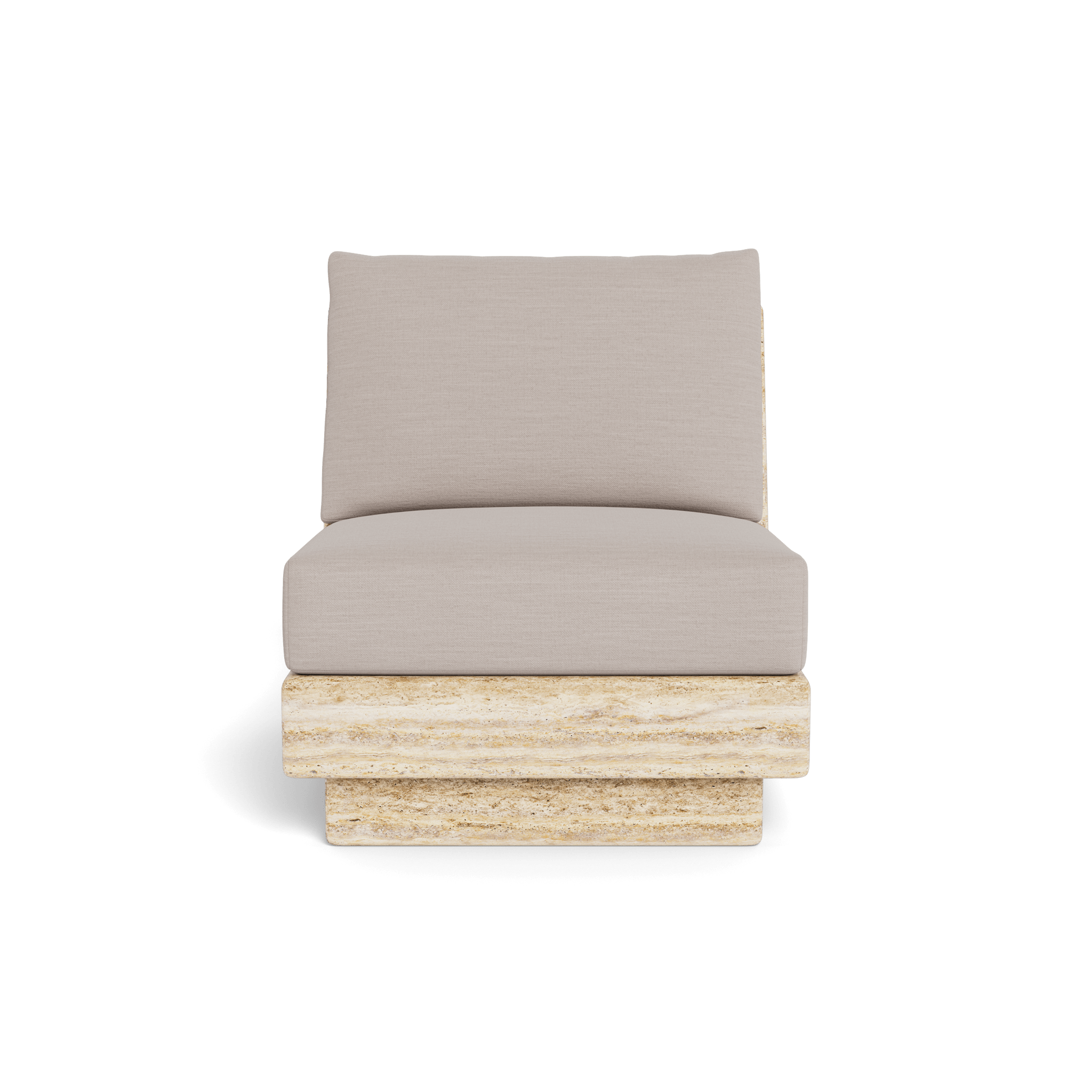 Tulum Travertine Armless Lounge Chair - Modern Outdoor Patio Furniture for Poolside, Garden, and Relaxation