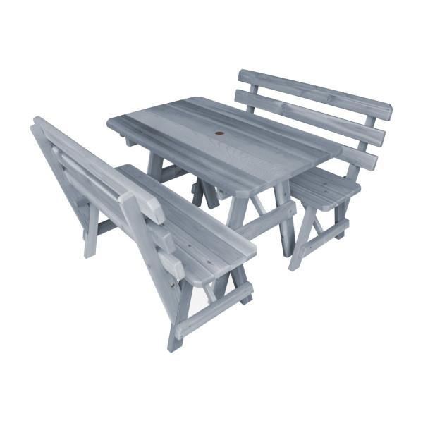 Premium Western Red Cedar Picnic Table with 2 Comfortable Backed Benches - Outdoor Dining Set for Patio, Garden, Park & Backyard BBQs