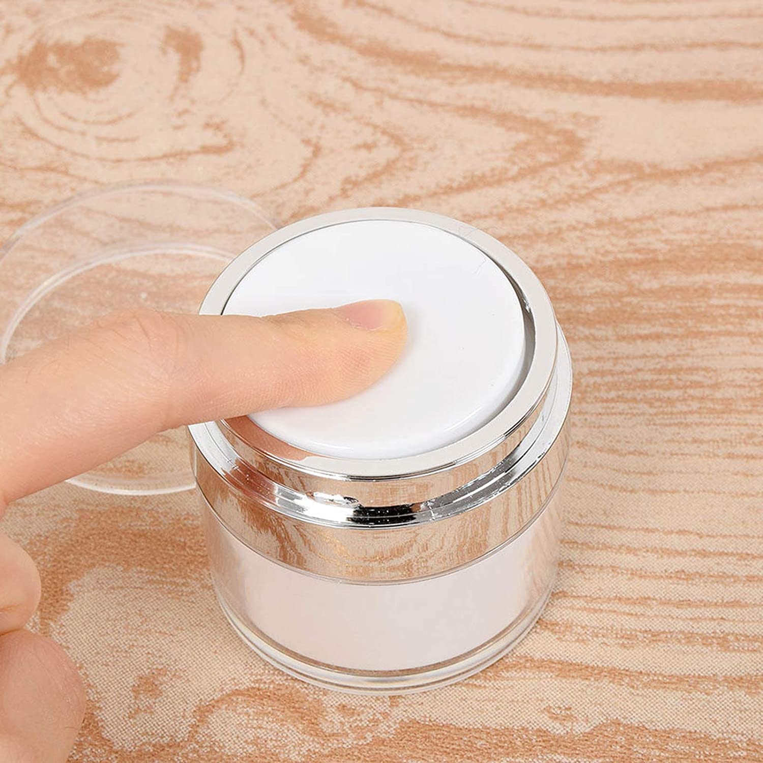 EKANTIK Refillable Travel Size Airless Pump Bottle - Acrylic Vacuum Press Jar for Face Lotion, Skincare Cream & Cosmetics | Portable Leak-Proof Container with Lid | Perfect for Travel, Gym & Daily Skincare Routine