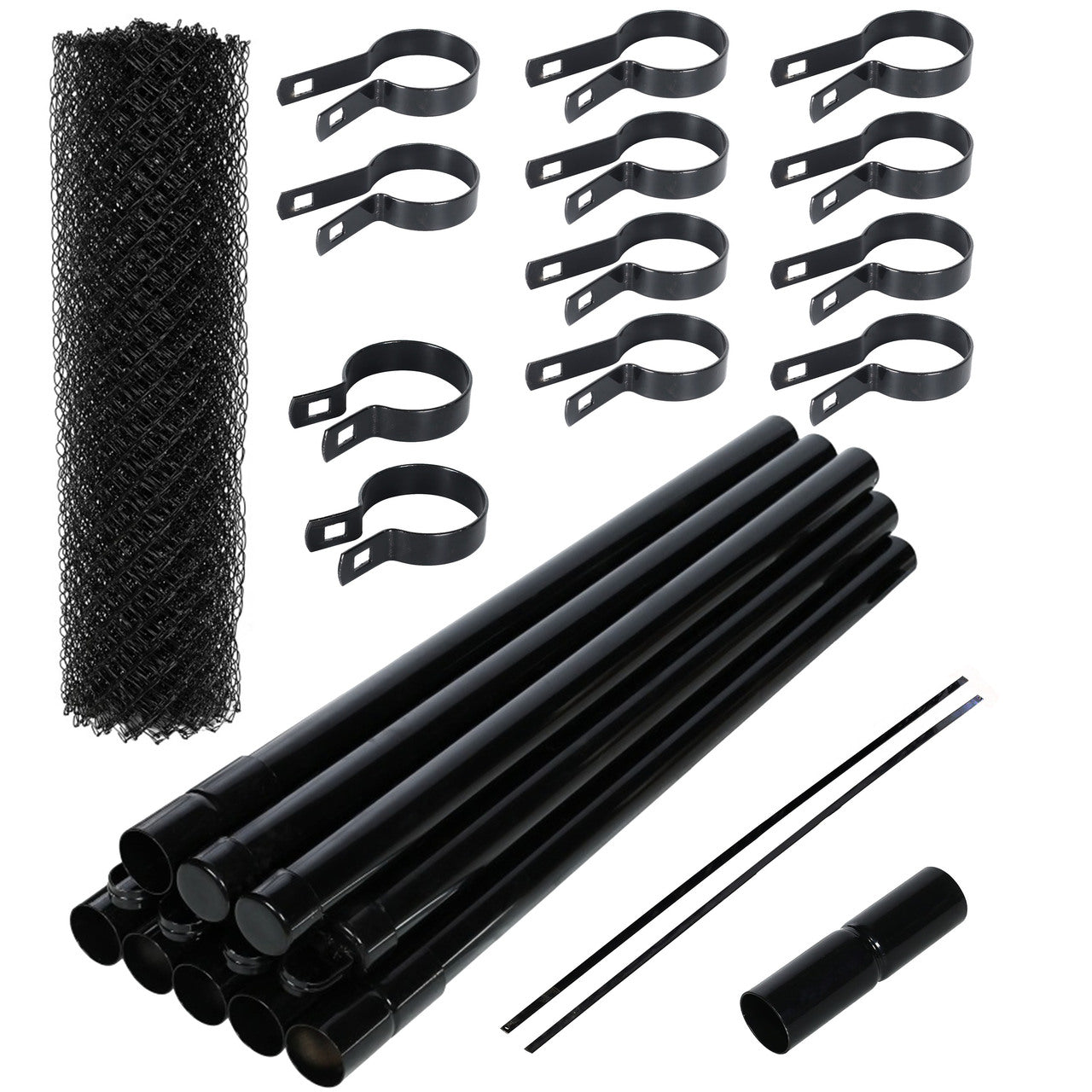 ALEKO 6x50 FT Galvanized Steel Chain Link Fence Complete Kit - 9.5 AWG Black Coated for Backyard, Garden & Property Security | Heavy Duty DIY Installation