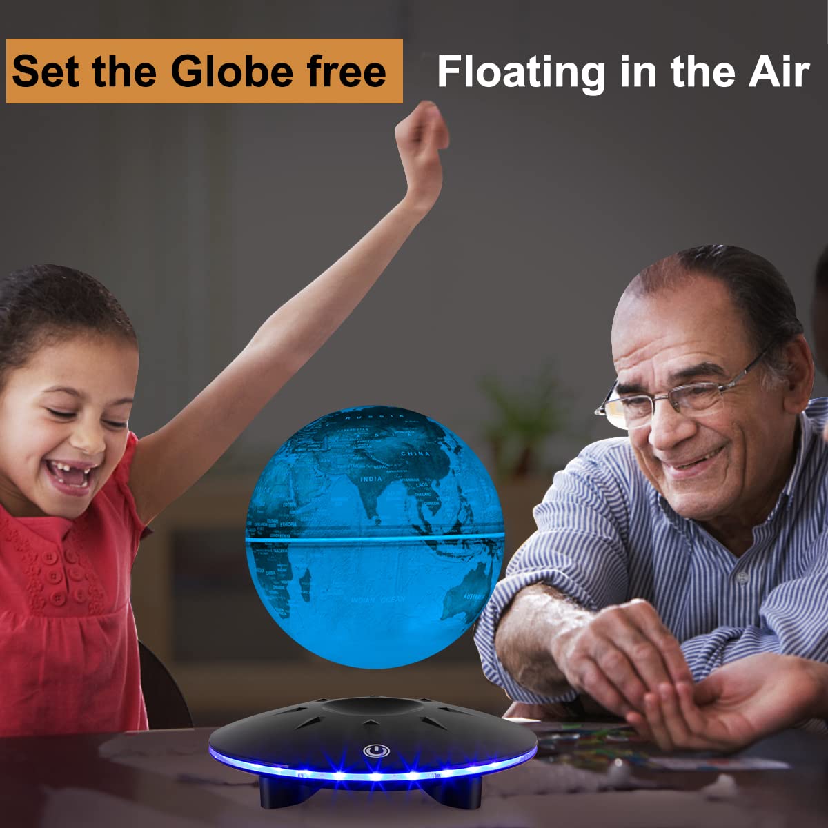 Floating Globe with LED Lights - Magnetic Levitation World Map Lamp, Touch Control Base for Home & Office Decor | Unique Gift Idea for Christmas, Birthdays & Housewarming | Perfect for Study Rooms, Living Rooms & Gifts