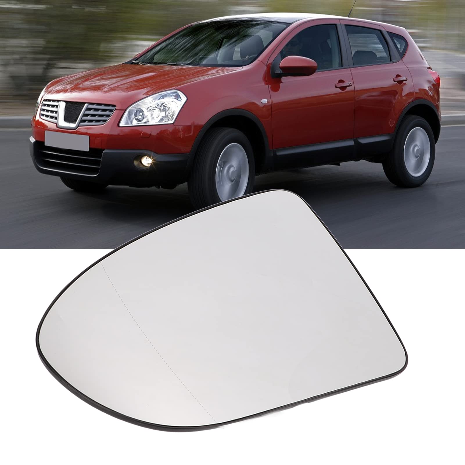 Qiilu Heated Side Mirror Replacement for Nissan Qashqai J10 2006-2013 - Left Side Exterior Mirror Glass (2PCS) - Perfect for Winter Driving & Enhanced Visibility