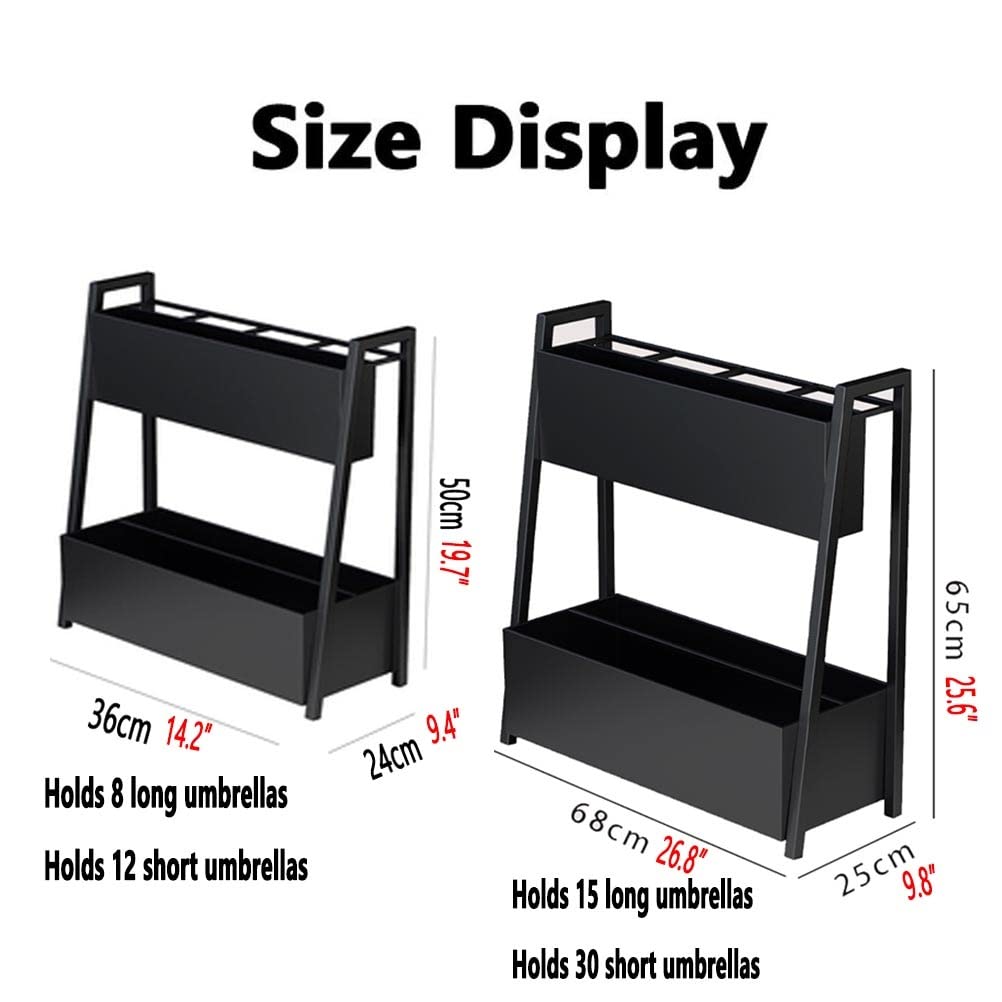 Large Capacity Commercial Umbrella Stand Holder - Heavy Duty Metal Umbrella Rack for Hotels, 4S Shops, Shopping Malls & Schools (48x26x58cm, Black) - Indoor/Outdoor Waterproof Umbrella Storage Solution for Entryways, Lobbies & Public Spaces