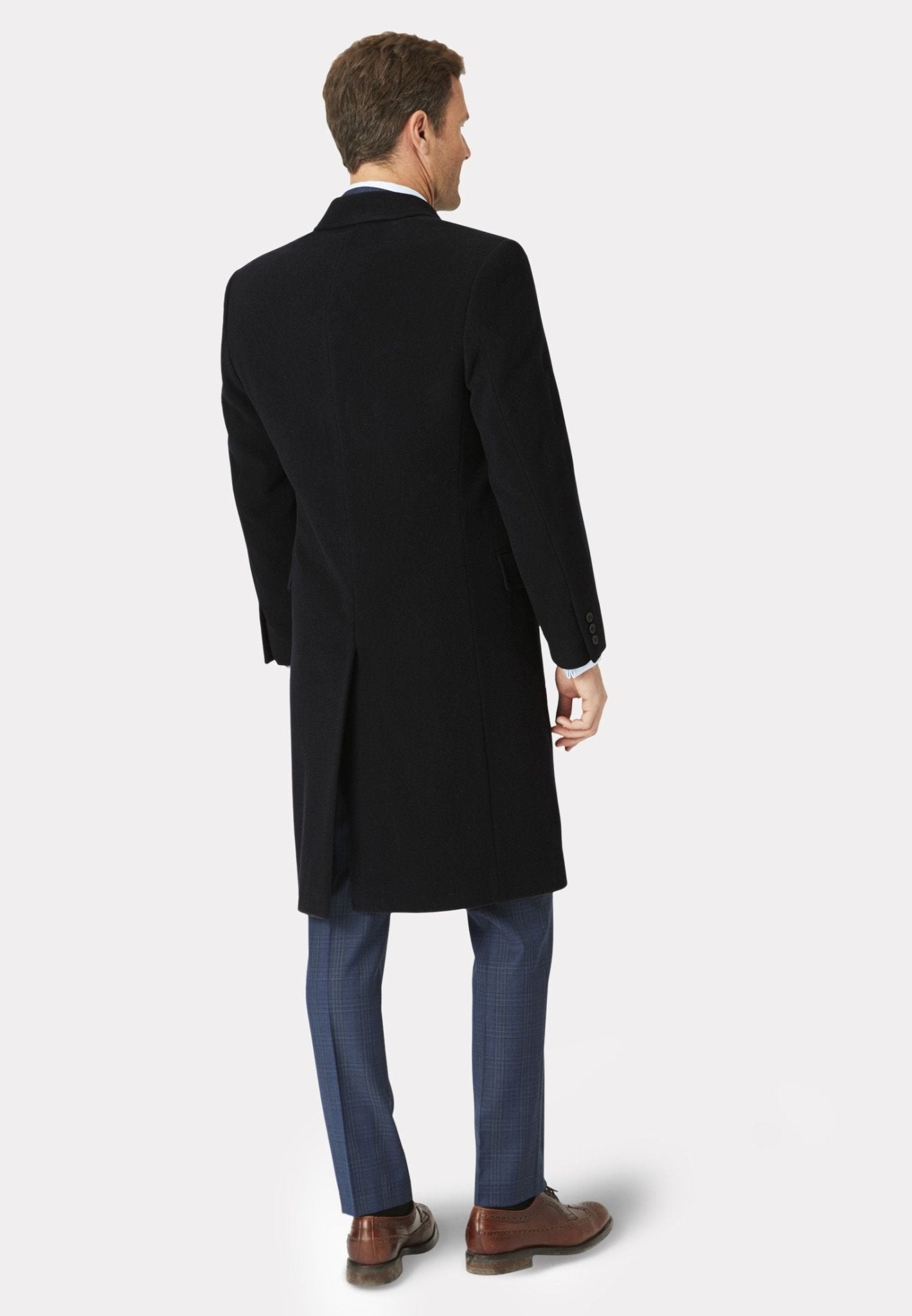 BROOK TAVERNER Men's Wool Cashmere Overcoat Coat - Premium Winter Warm Long Coat for Business & Formal Wear - Black Regular Size