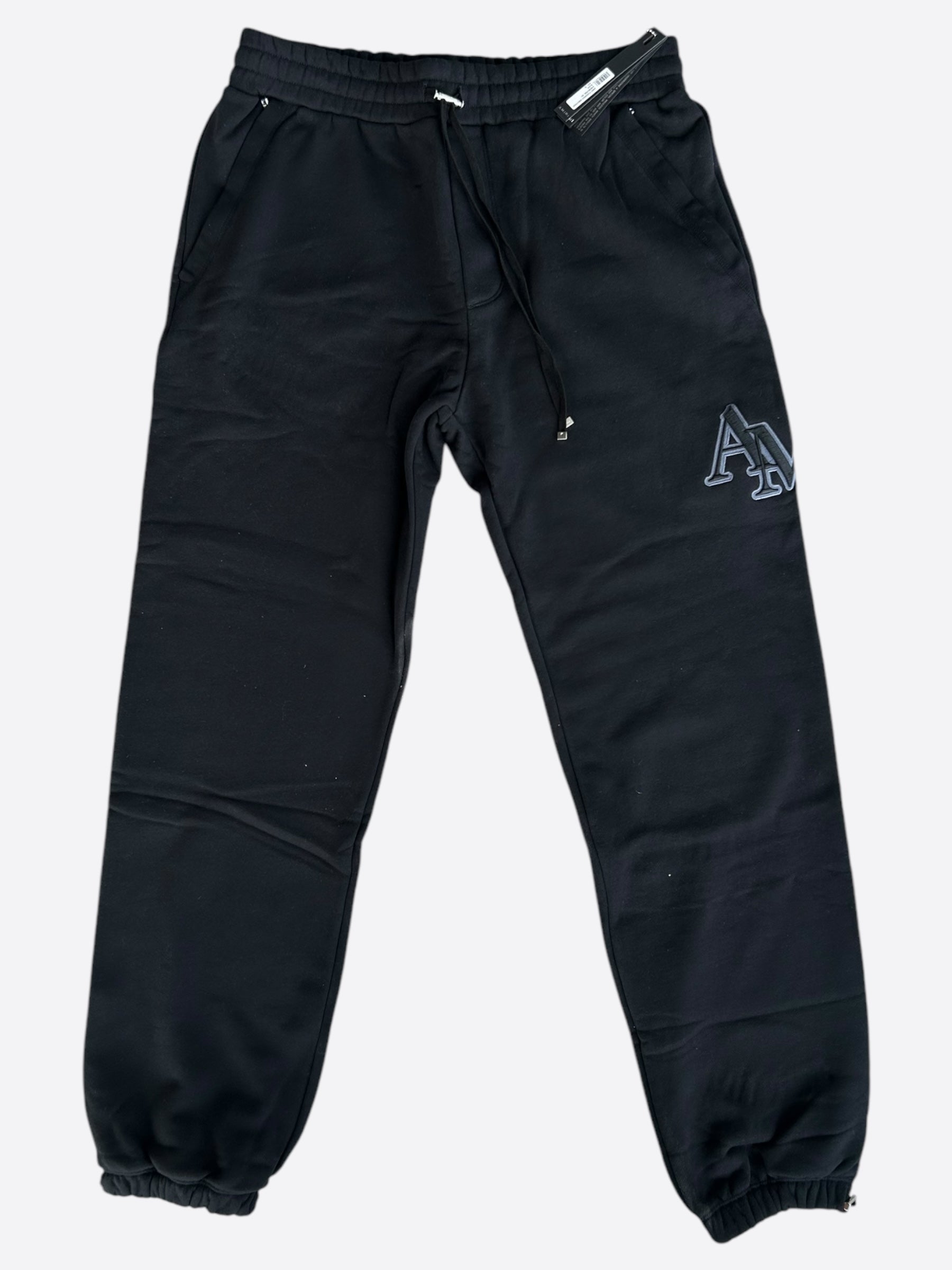 Amiri Black Staggered Logo Sweatpants for Men - Premium Cotton Joggers with Signature Branding | Perfect for Casual Wear, Gym & Street Style Fashion