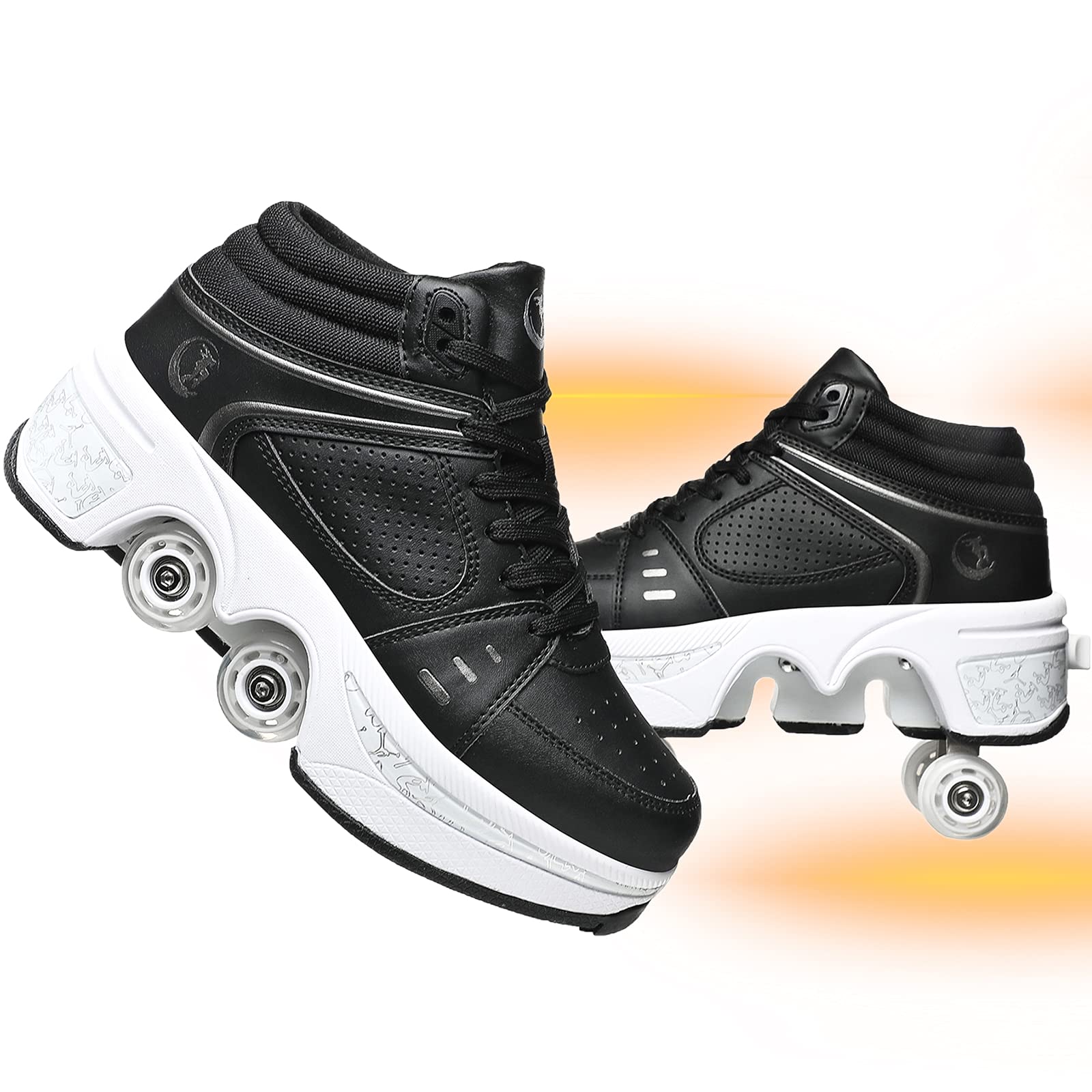 NNZZY Women's Roller Skates - Adjustable 2-in-1 Quad Skates for Adults & Kids | Outdoor/Indoor Skating Shoes for Women, Men, Boys & Girls | Perfect for Fitness, Recreation & Roller Derby
