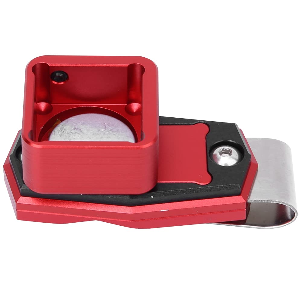 Alvinlite Magnetic Billiard Chalk Holder - Universal Portable Pool Chalk Carrier with Clips, Protective Aluminum Alloy Case for Snooker & Pool Cues - Pocket-Sized (Red) - Perfect for Bar, Home & Professional Pool Tables