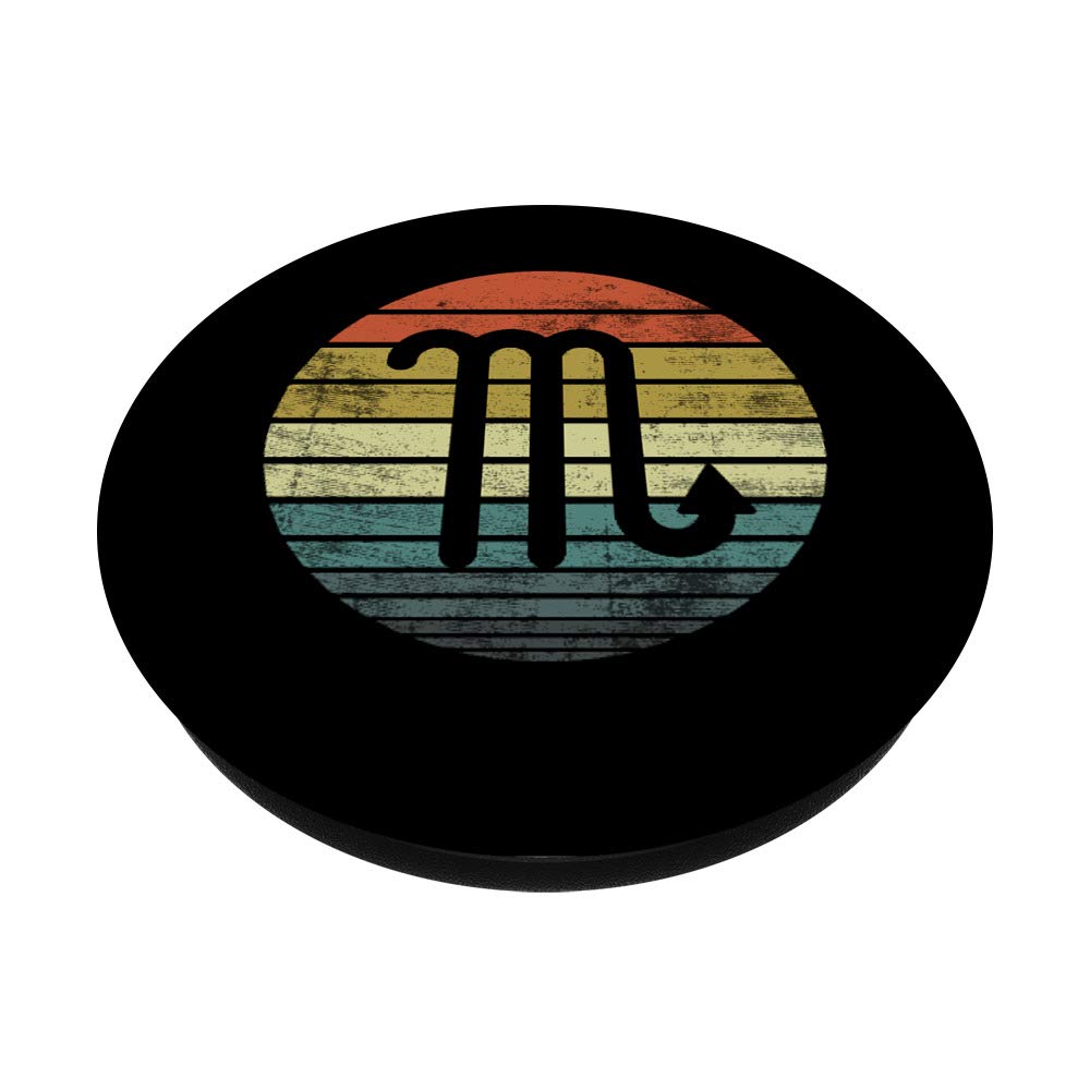 Scorpio Zodiac Gifts - Funny Retro Sunset Phone Grip & Stand for iPhone, Samsung, Tablets - Perfect Birthday Present for Scorpio Lovers & Astrology Fans