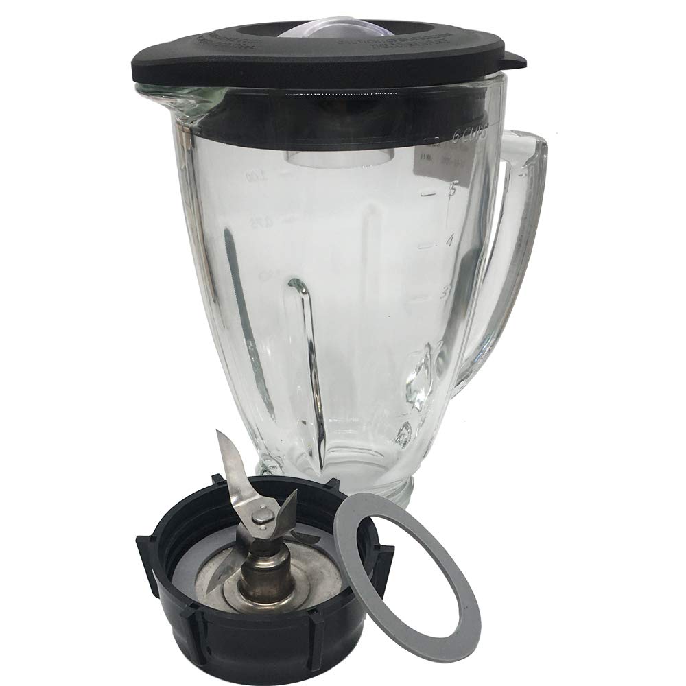 Joystar 6-Cup Glass Blender Jar with Stainless Steel Ice Crushing Blade - Dishwasher Safe, Bottom Cap Included - Compatible with Oster Blenders 006803-000-NP0, 006803-000-N01, 006811-C00-NP0 - Perfect for Smoothies, Cocktails & Frozen Drinks