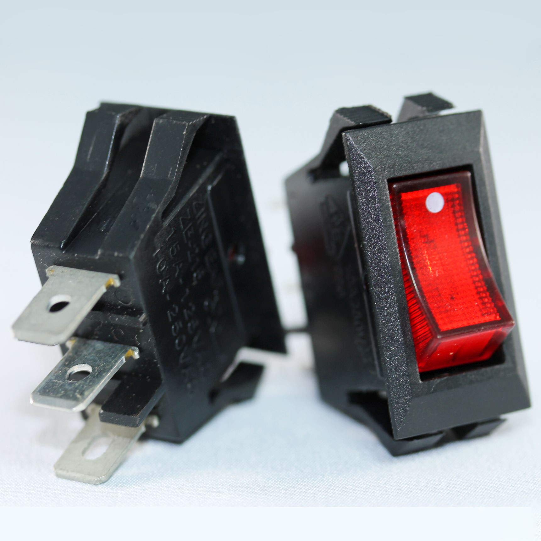 Illuminated Red Rocker Switch ZE-215 - 120V 15A Heavy Duty Toggle for Heaters & Appliances (2-Pack) - Perfect for Home, Workshop & Industrial Use