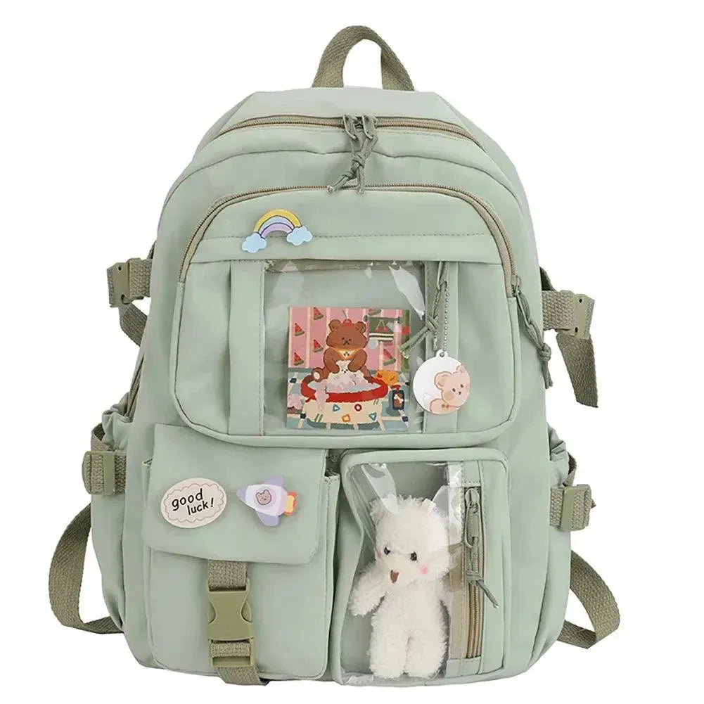 Cute Transparent Bear Backpack for School, Travel & Cosplay - Kawaii Animal Print Rucksack for Girls & Teens