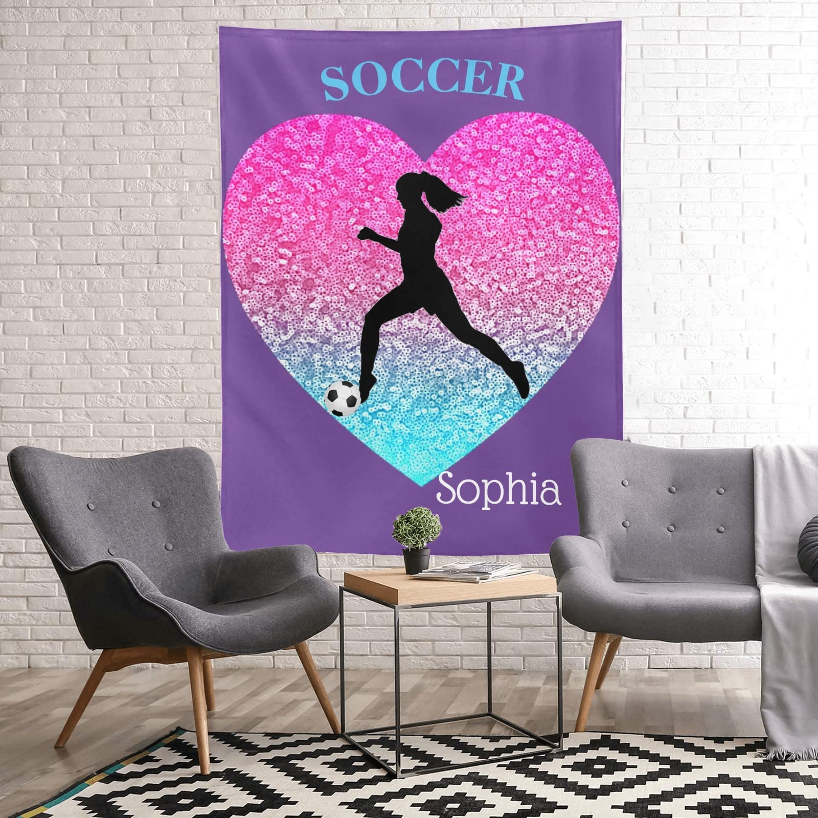 Personalized Soccer Blankets for Girls - Soft Cozy 60