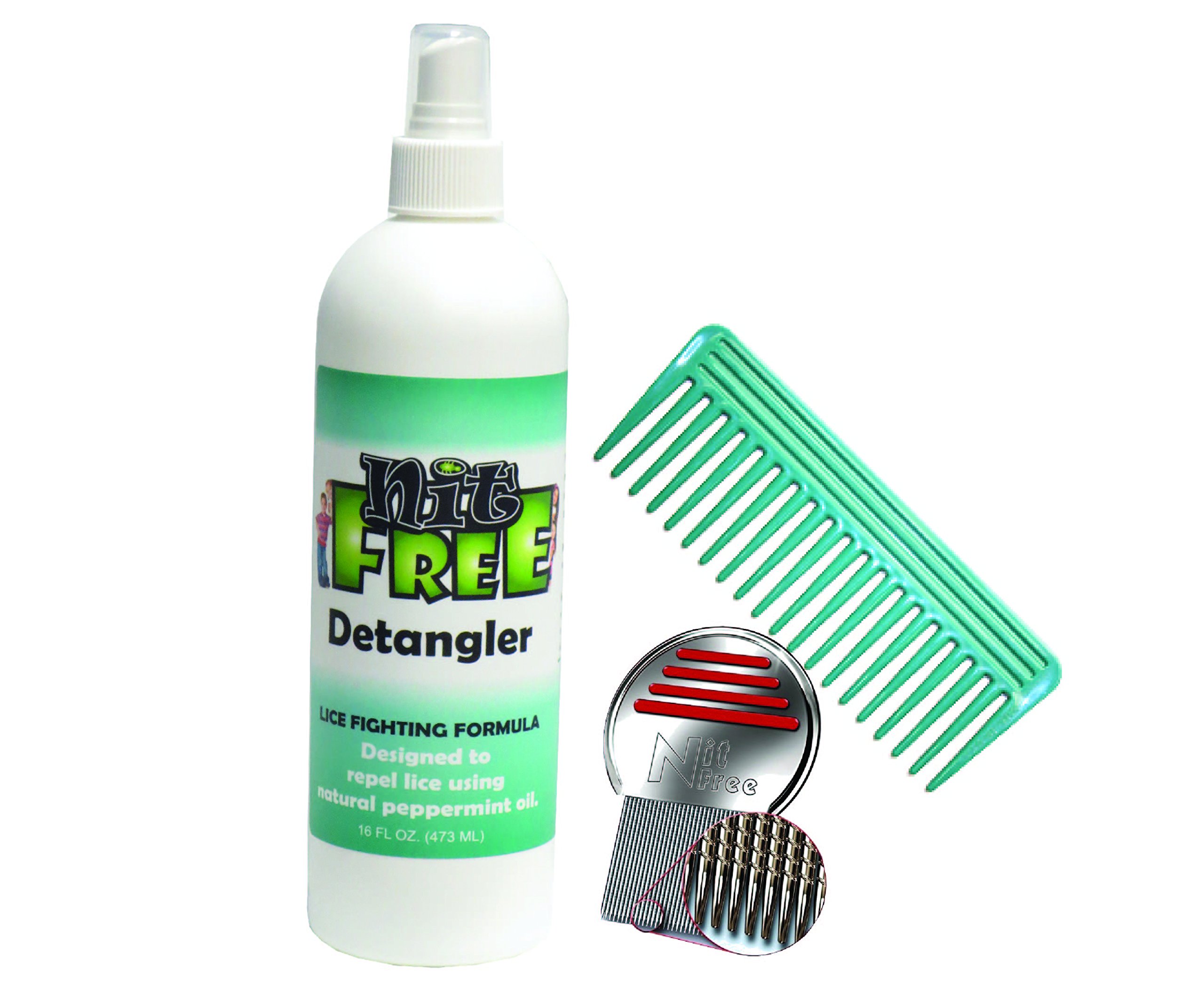 Natural Nit Free Peppermint Detangling Spray & Lice Repellent - 16 oz | Safe for Kids, Gentle Hair Care Solution for Tangles & Head Lice Prevention | Perfect for School, Travel & Daily Hair Maintenance