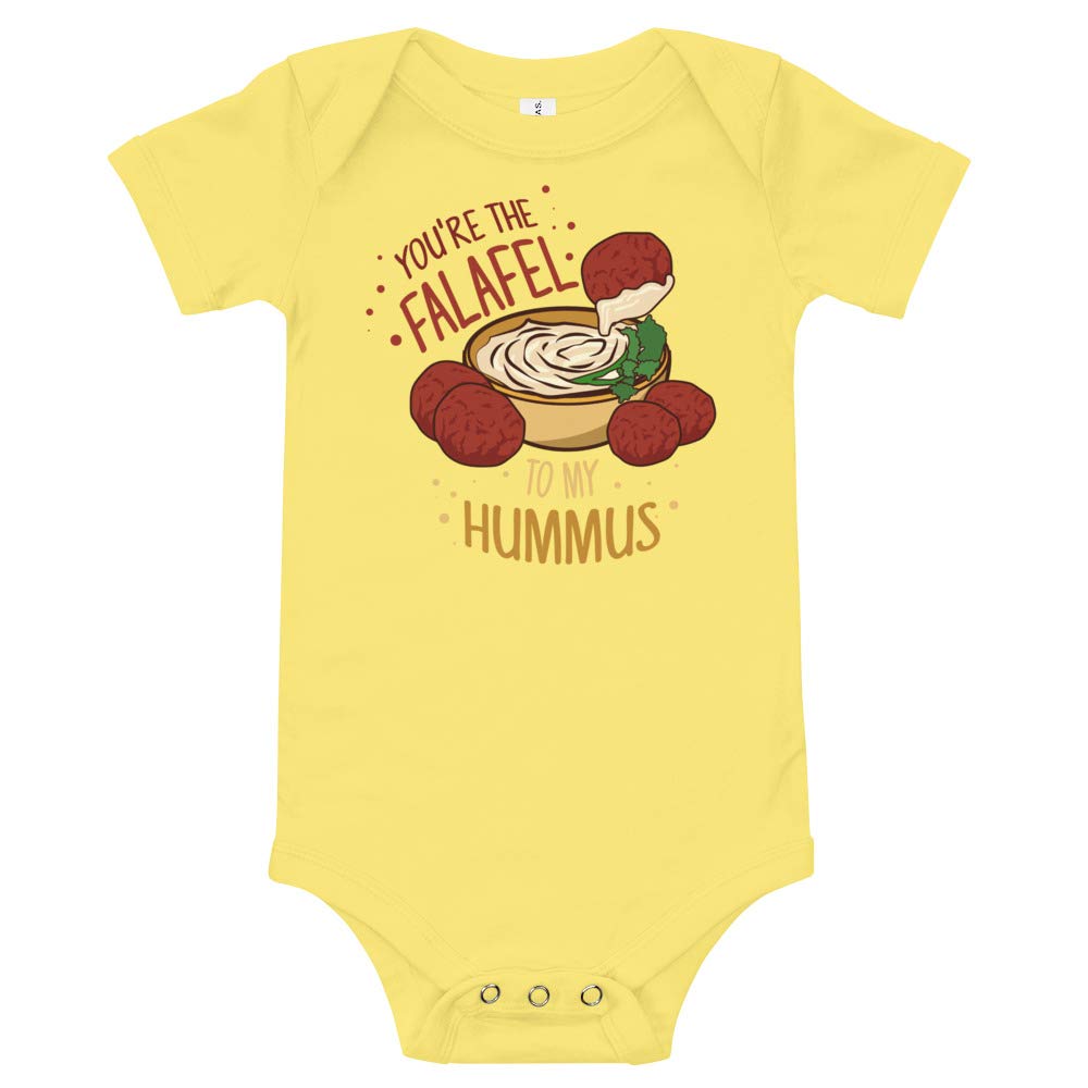 Funny Baby Onesie - 'You're The Falafel to My Hummus' Middle Eastern Arabic Food Bodysuit | Cute Unisex Infant Romper for Boys & Girls 3-24 Months | Perfect for Family Gatherings & Cultural Celebrations