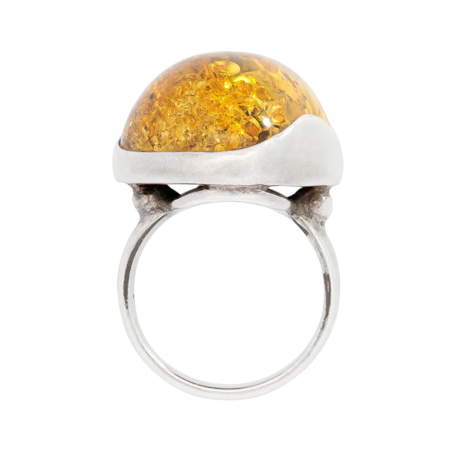 Vintage Polish Sterling Silver Baltic Amber Ring - Handmade Jewelry for Women, Gift for Her, Wedding, Anniversary & Special Occasions