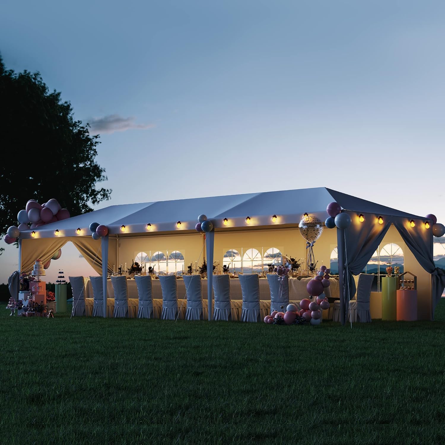Flamaker 10'x30' Heavy Duty Waterproof Party Tent with Removable Sidewalls - Outdoor Wedding Canopy, Event Gazebo Shelter (White) | Perfect for Backyard Parties, Farmers Markets & Camping Events
