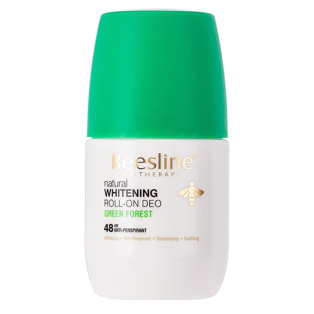 Beesline Apitherapy Whitening Aluminum-Free Deodorant Roll-On - Natural Green Forest Scent, 50mL | Fresh & Gentle Underarm Care for Sensitive Skin | Daily Use, Gym, Work & Outdoor Activities