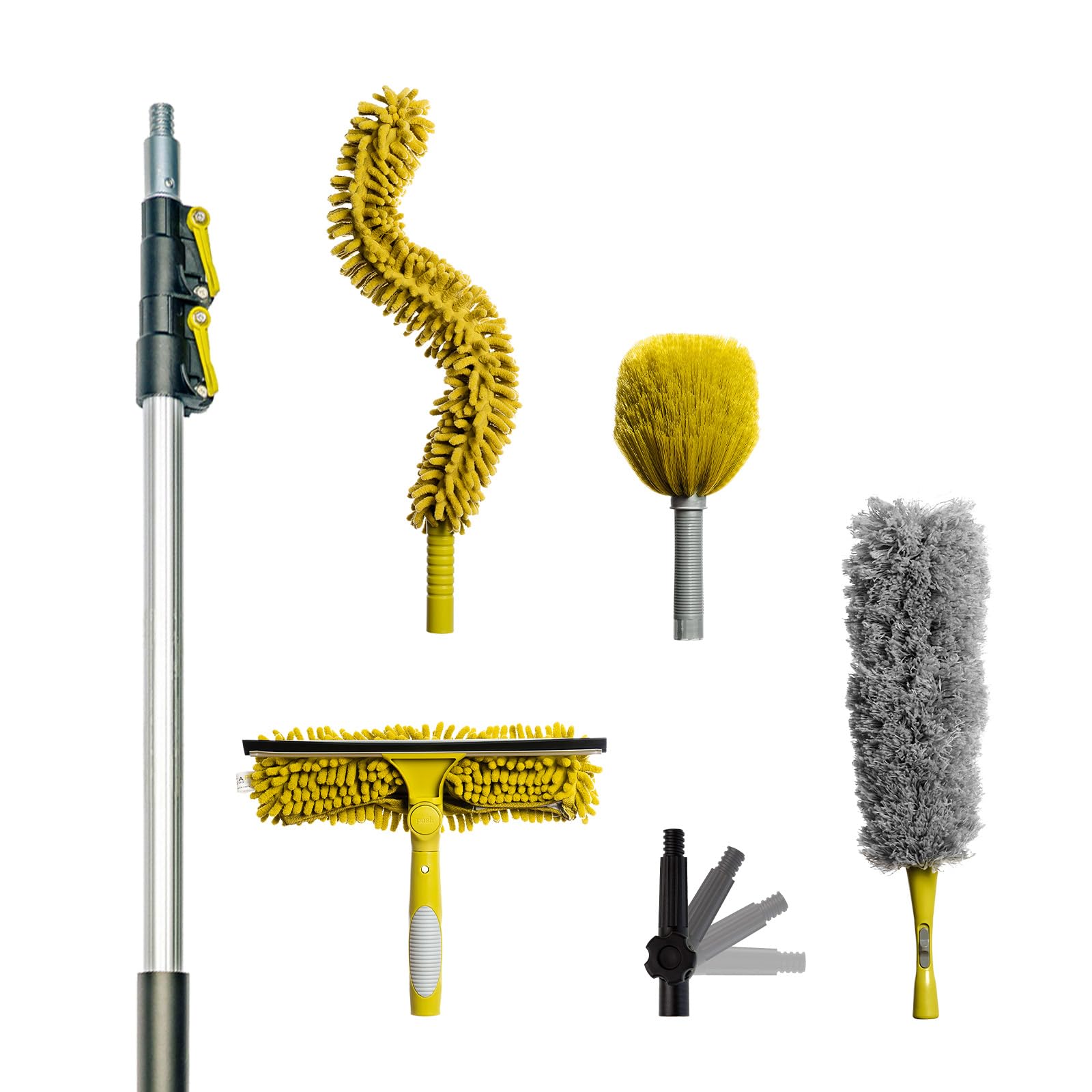 DOCA 5-12 Ft Telescoping Extension Pole - Adjustable Cleaning Pole for Windows, Ceilings & High Surfaces - Compatible with Feather Dusters, Paint Rollers & Squeegees - Indoor & Outdoor Cleaning Tool for Home, Office & Car Wash