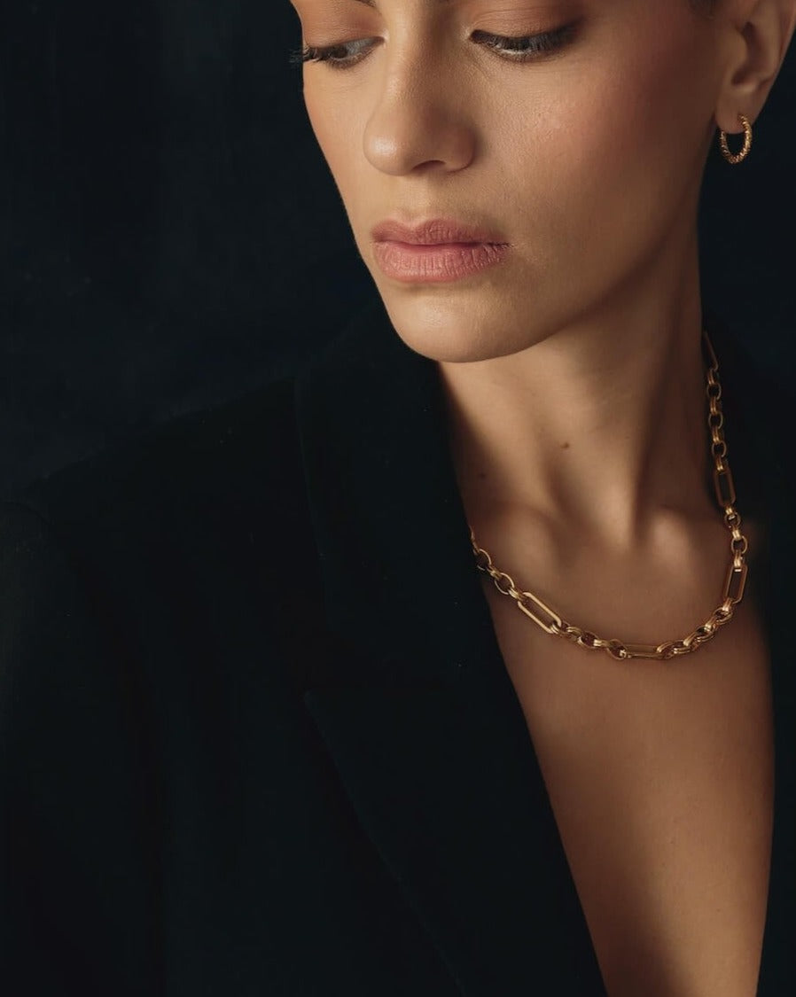 Vintage Gold Chain Necklace for Women - Trinity Layered Necklace Jewelry, 14K Gold Plated, Dainty & Elegant - Perfect for Daily Wear, Parties & Gifts