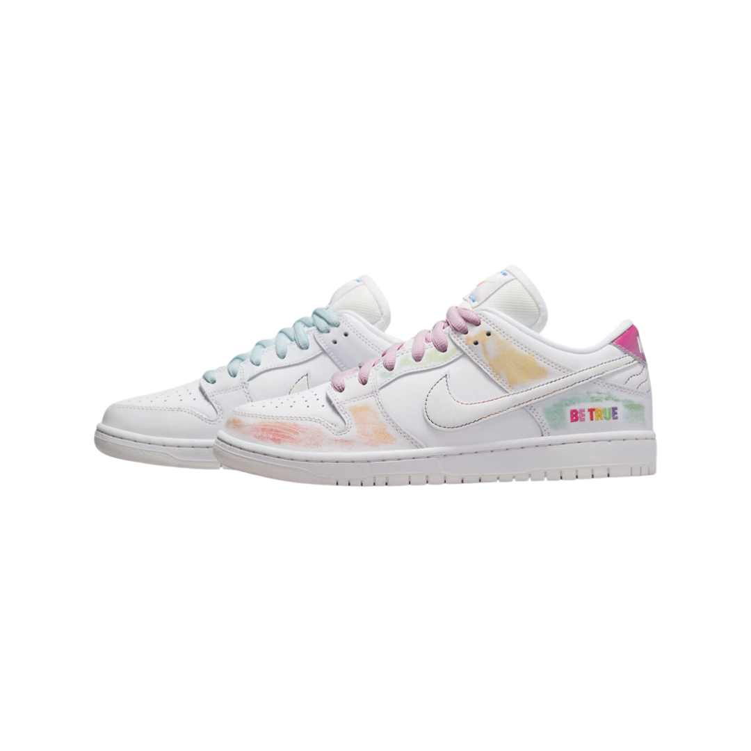 Nike Dunk Low Be True White Summit Rainbow Sneakers - LGBTQ+ Pride Shoes for Men & Women - Perfect for Casual Wear, Street Style & Pride Events