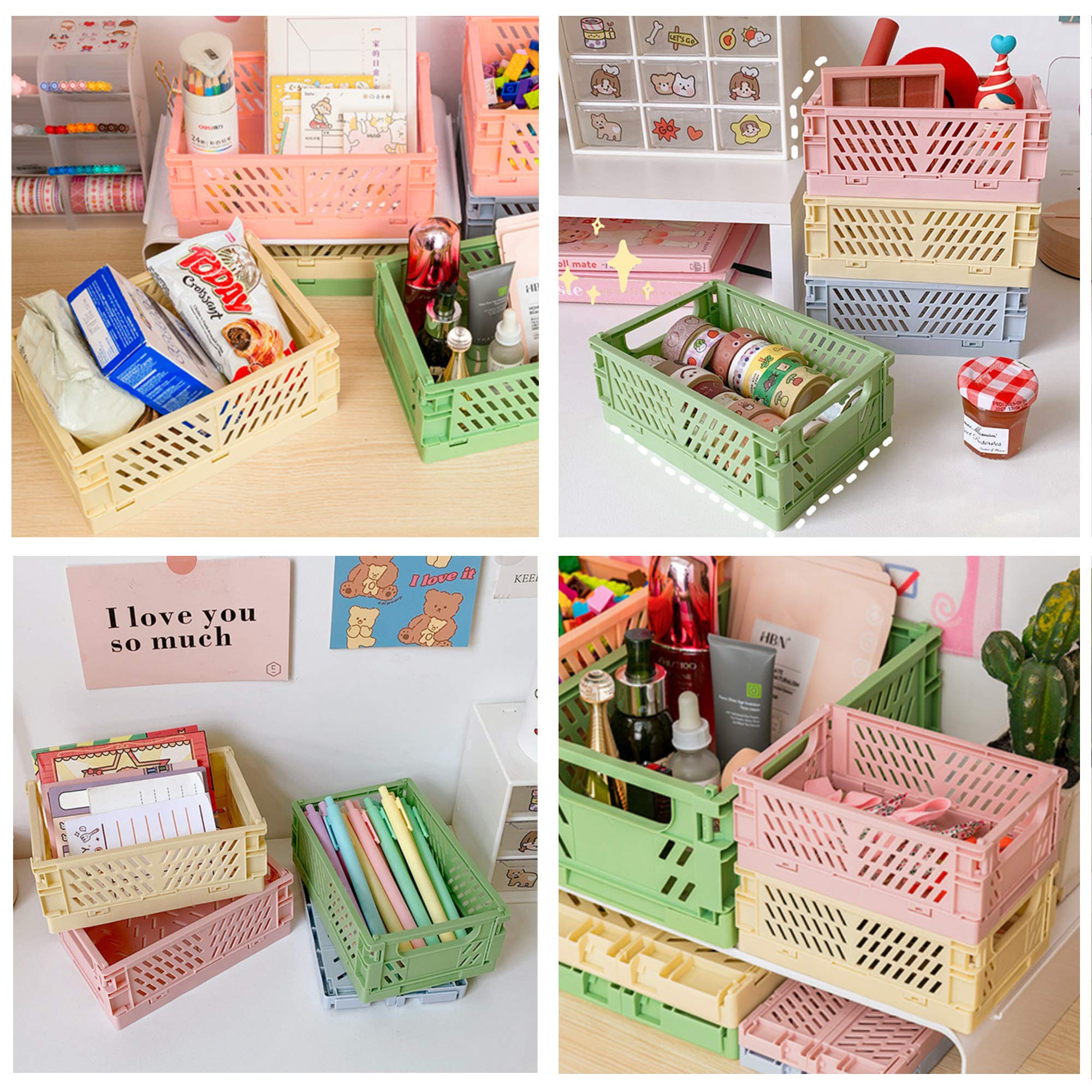 4-Pack Mini Plastic Baskets for Storage - Home, Kitchen, Office Organizer (5.9x3.8x2.2) - Perfect for Shelves & Clutter Control