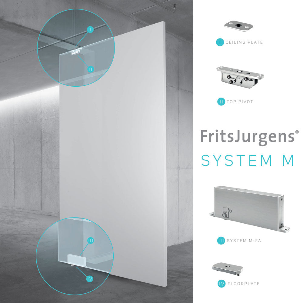 FritsJergens System M Pivot Hinge - Premium 180-Degree Rotation Door Hinge for Modern Interior Design | Perfect for Glass Doors, Cabinet Doors & Room Dividers