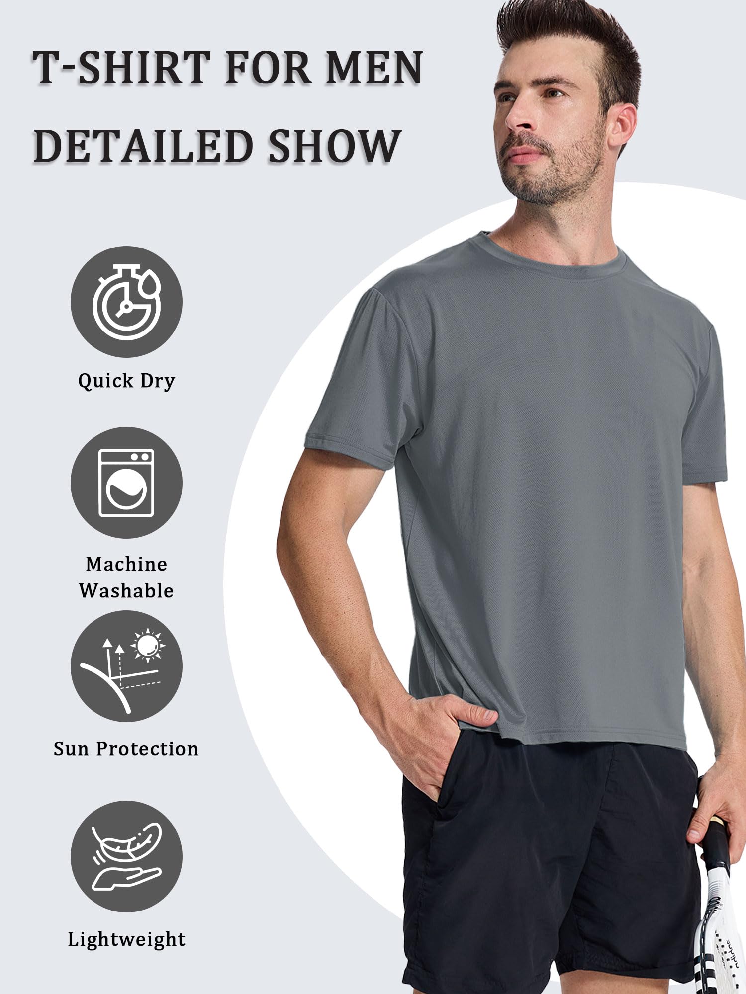 5-Pack Men's Dry Fit T-Shirts - Gym & Workout Moisture Wicking Tees for Active Lifestyle