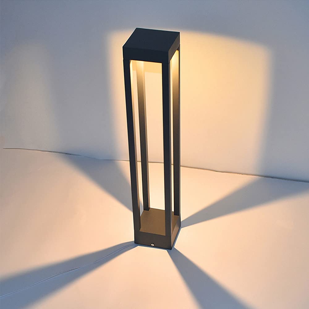 Traditional LED Outdoor Post Lantern - Matte Black Waterproof Square Pillar Light for Door, Balcony, Lawn & Landscape Lighting | Weather-Resistant Column Lamp for Patio, Garden, Pathway & Entryway