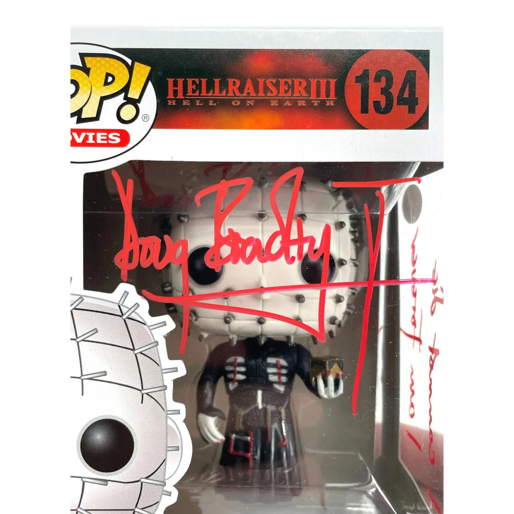 Doug Bradley Signed Pinhead Hellraiser Funko Pop - Autographed with 'Die Forever' Inscription & JSA COA - Horror Movie Collectible for Fans & Display