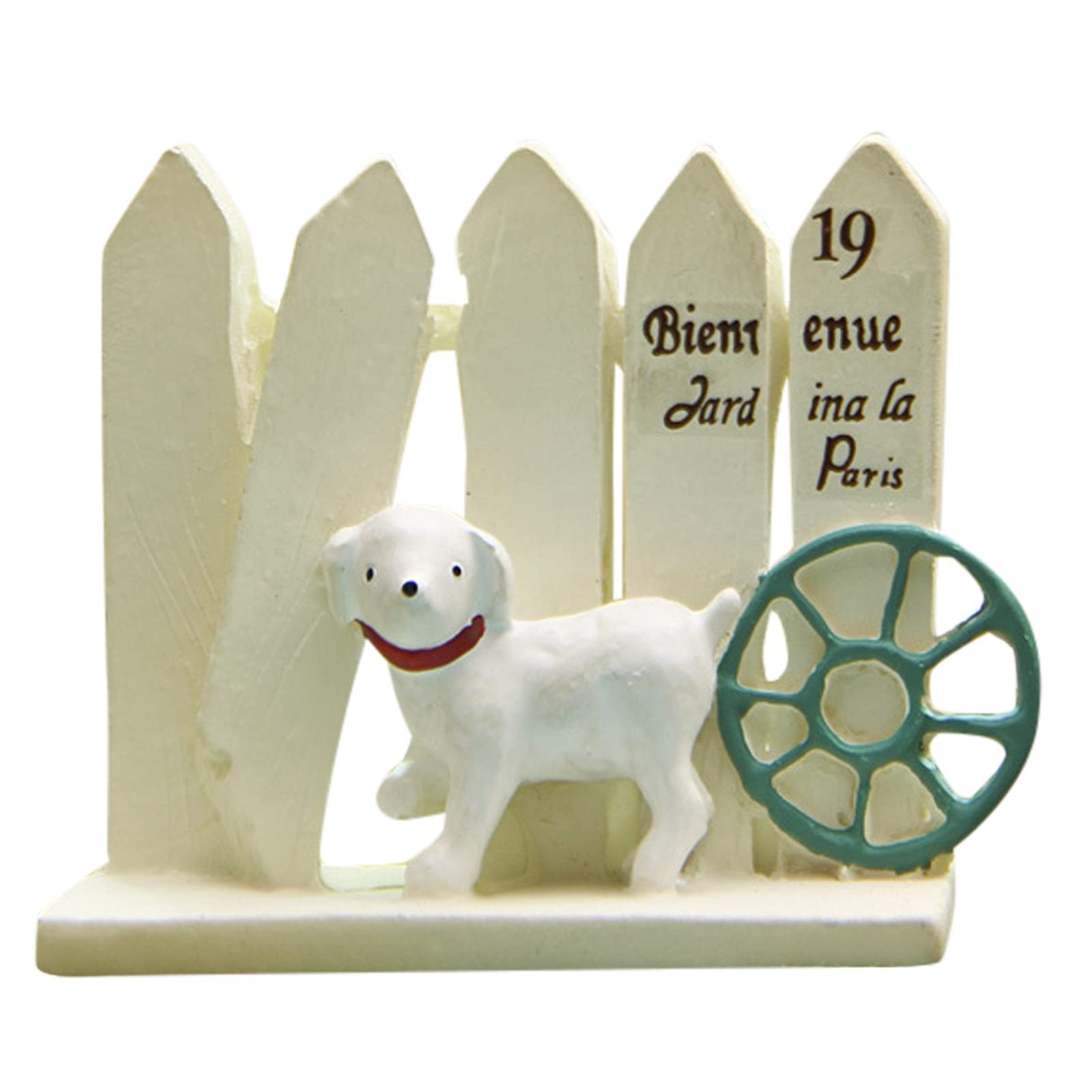 Creative Puppy Fence Wheel Moss Succulent Planter - Modern Living Room Decor, Aesthetic Home Ornament for Indoor Plants - Perfect for Windowsills, Shelves & Coffee Table Displays