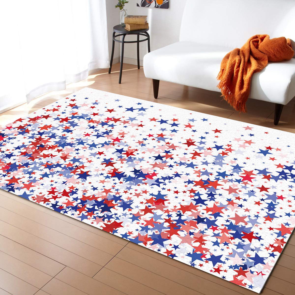 5'x8' Colorful Pentagram National Emblem Area Rug - Washable Indoor Outdoor Carpet for Kitchen, Living Room, Bathroom, Bedroom, Classroom & Laundry | Non-Slip Doormat & Welcome Mat for Home Decor & High Traffic Areas