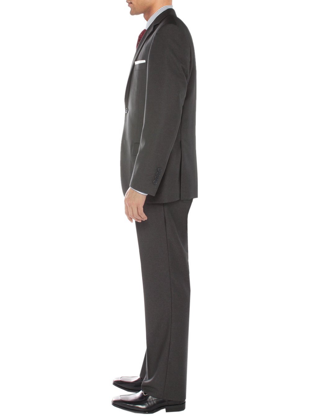 Salvatore Exte Men's Modern Fit Two-Button Sharkskin Suit Set - Jacket & Pants for Business, Weddings & Formal Events