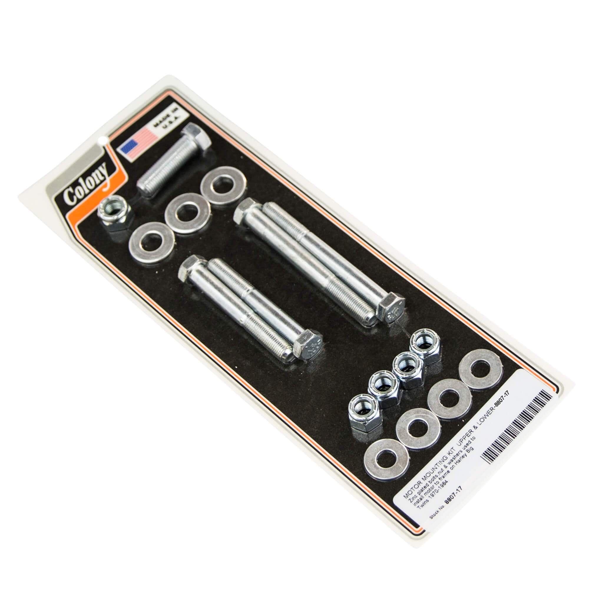 1970-1984 Harley Davidson Big Twin 17 Motor Mounting Kit - Upper & Lower Zinc Plated for Improved Engine Stability | Perfect for Classic Bike Restoration & Custom Builds