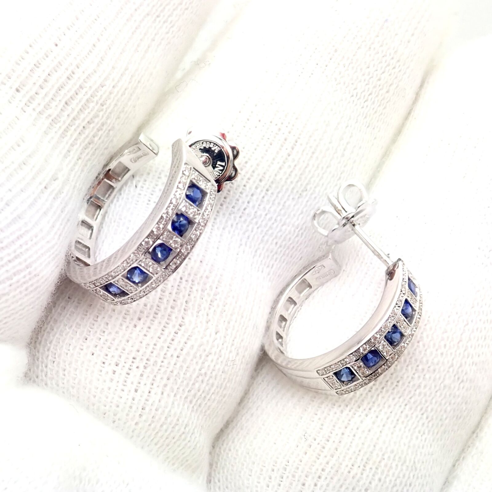 Authentic Damiani 18K White Gold Diamond & Sapphire Belle Epoque Earrings - Luxury Jewelry for Weddings, Anniversaries & Special Occasions