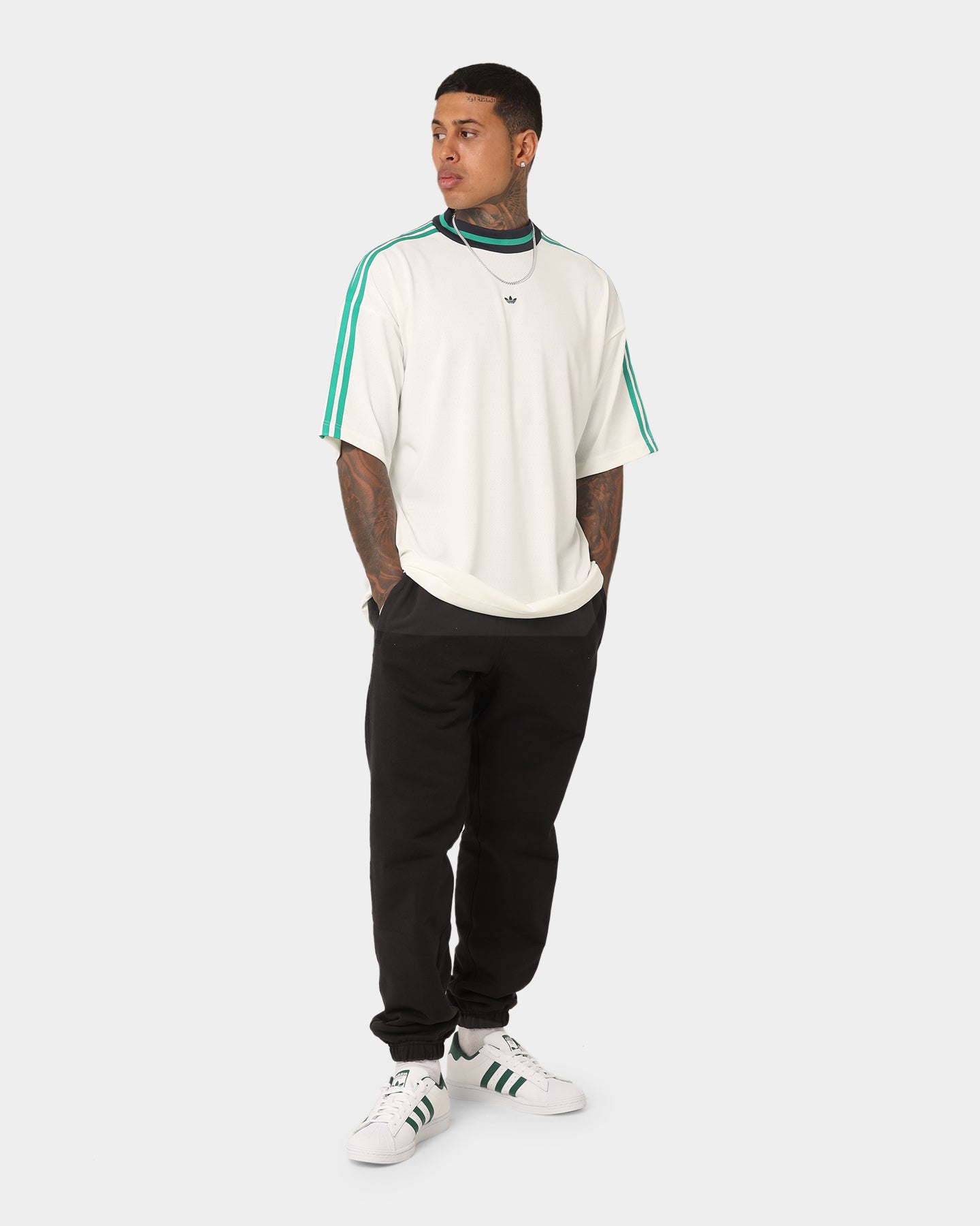 Adidas Premium High-Quality T-Shirt for Men - Off White & Court Green - Casual Wear, Gym, and Street Style Fashion