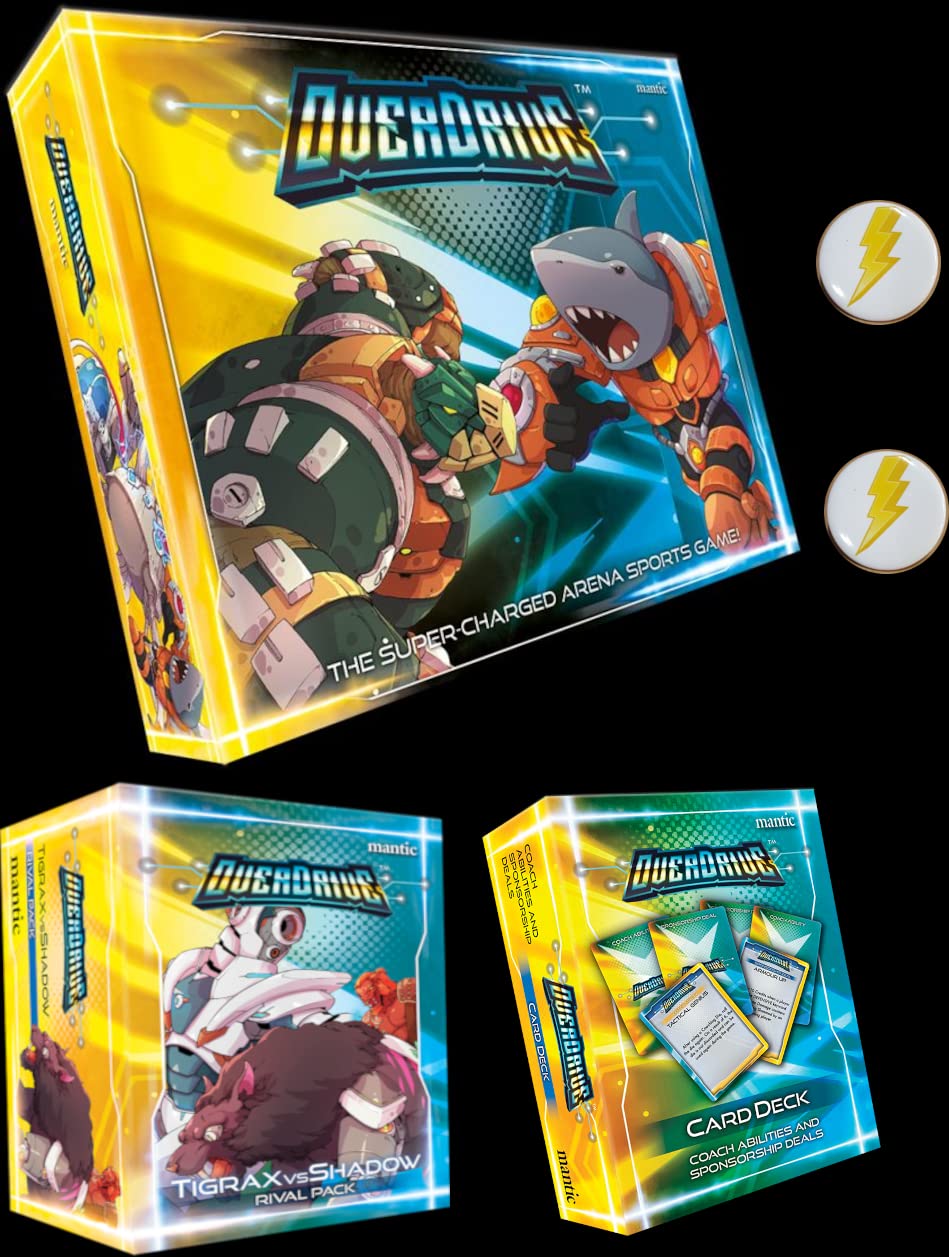 Overdrive Board Game Bundle - Base Game, Tigrax vs Shadow Rival Pack & Coach Cards | Strategy Tabletop Game for Family Game Nights & Teen Parties