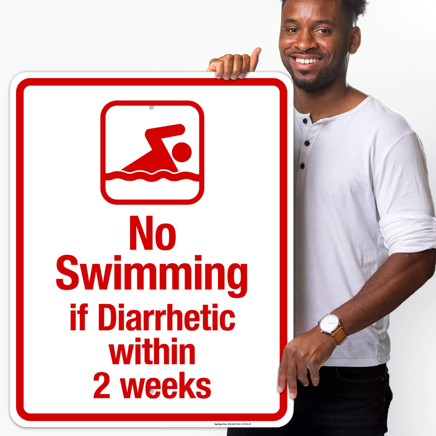 No Swimming Sign - 24x30 Inches Rust-Free Aluminum Pool Safety Sign, Fade Resistant for Indoor & Outdoor Use (SI-6704) | Perfect for Pools, Spas & Public Water Areas - Made in USA