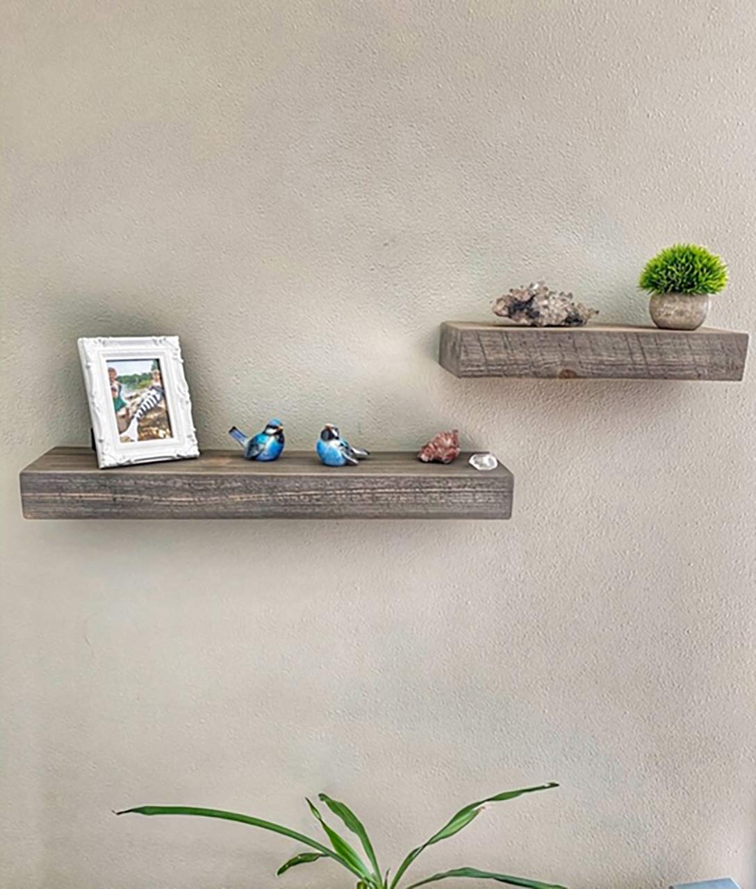 Joel's Antiques 42 Inch Floating Wall Shelves - Natural Wood Heavy Duty Rustic Bookshelves | Easy Installation | Perfect for Bathroom, Kitchen, Living Room Decor | Grey 42x7x3 Inches | Ideal for Home Office, Bedroom Storage & Displaying Collectibles