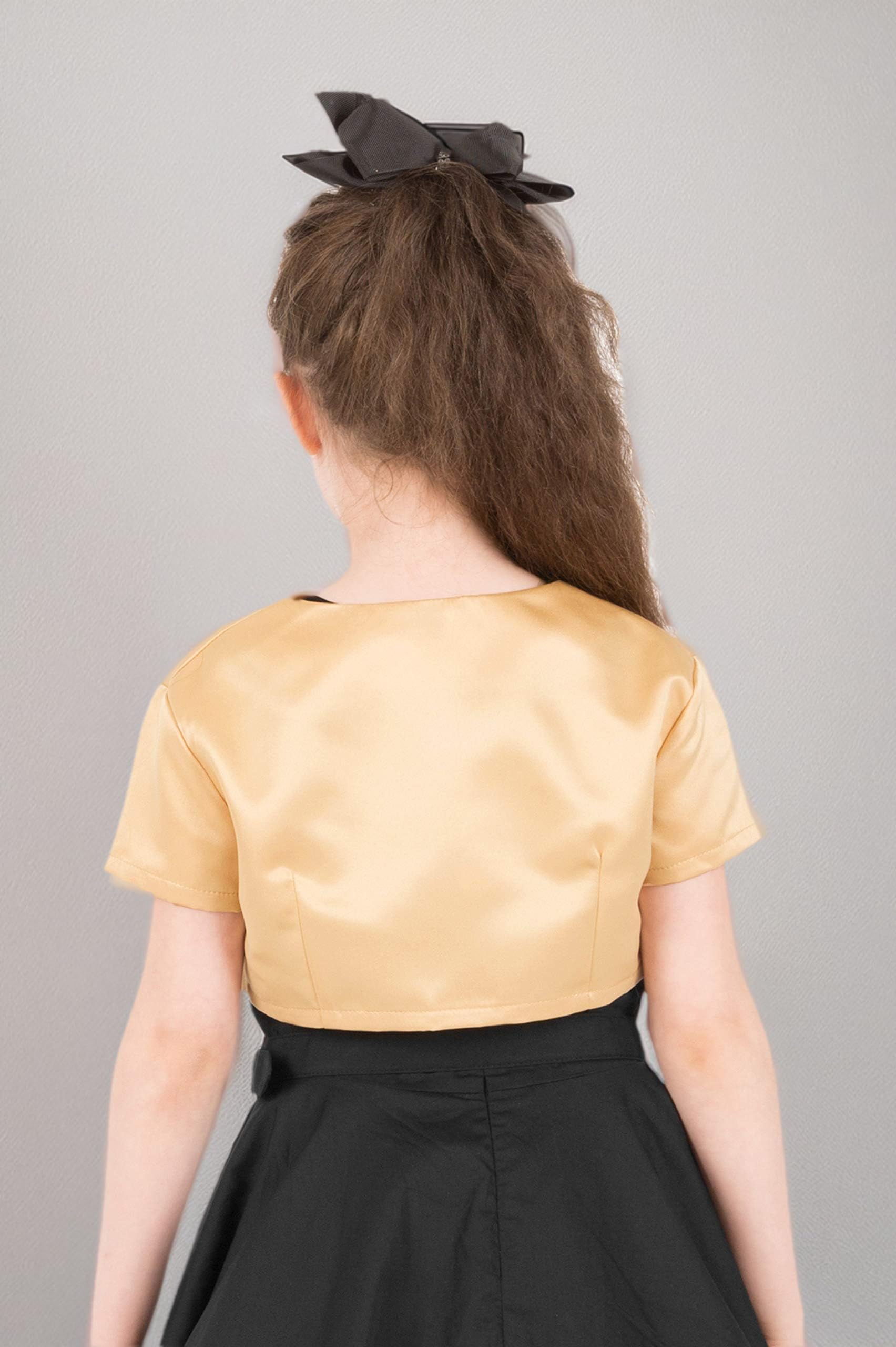 Black Butterfly Girls Satin Short Sleeve Bolero Shrug - Elegant Kids' Cover-Up for Weddings, Parties & Special Occasions