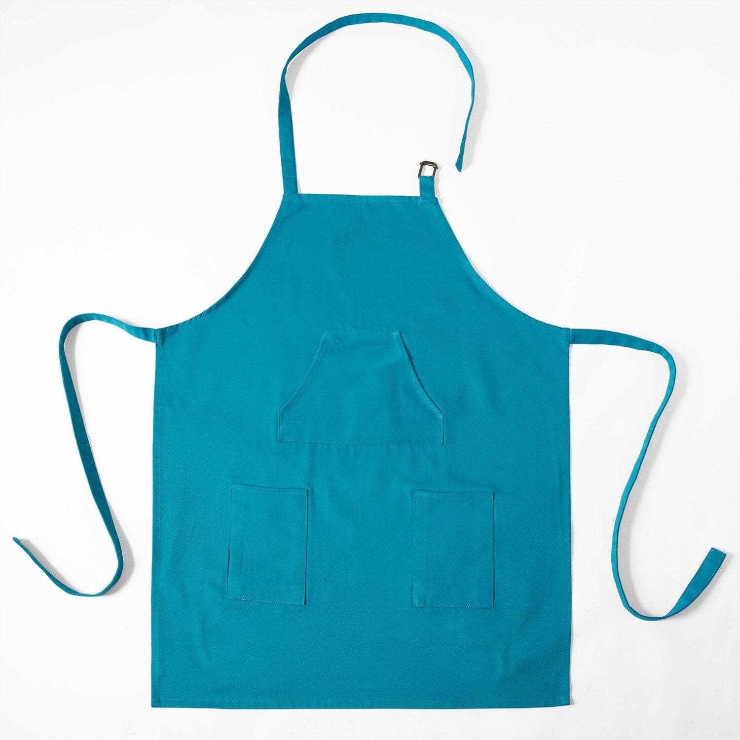 Stylish Capri Teal Solid Cotton Apron for Cooking, Baking & Grilling - Perfect Kitchen & BBQ Accessory