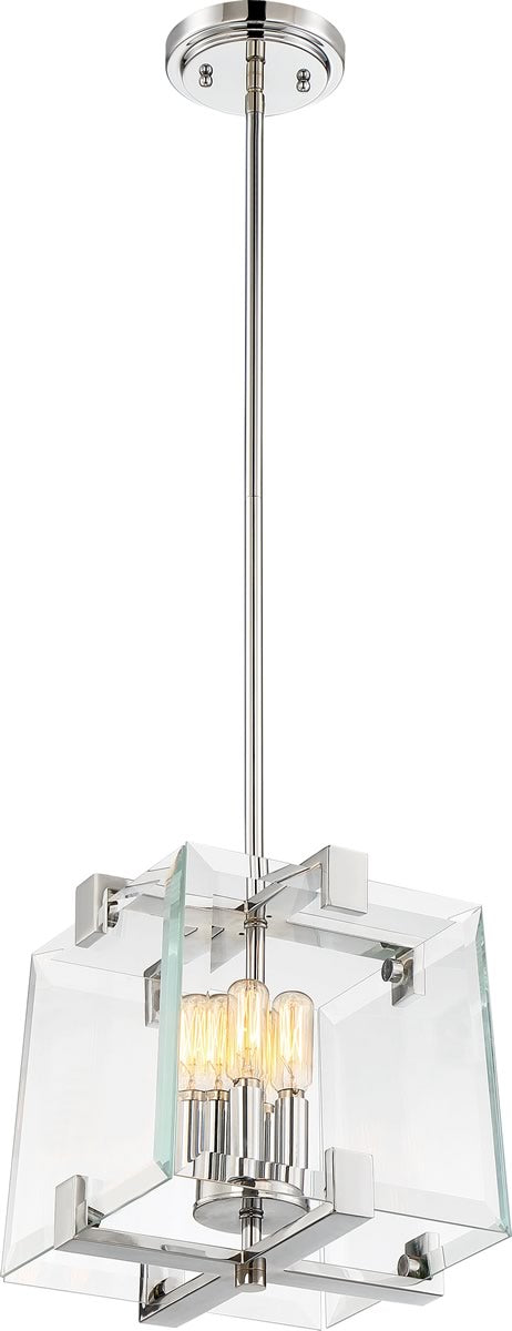 11W Shelby 4-Light Pendant Light Fixture in Polished Nickel - Perfect for Kitchen Island, Dining Room, or Entryway Lighting
